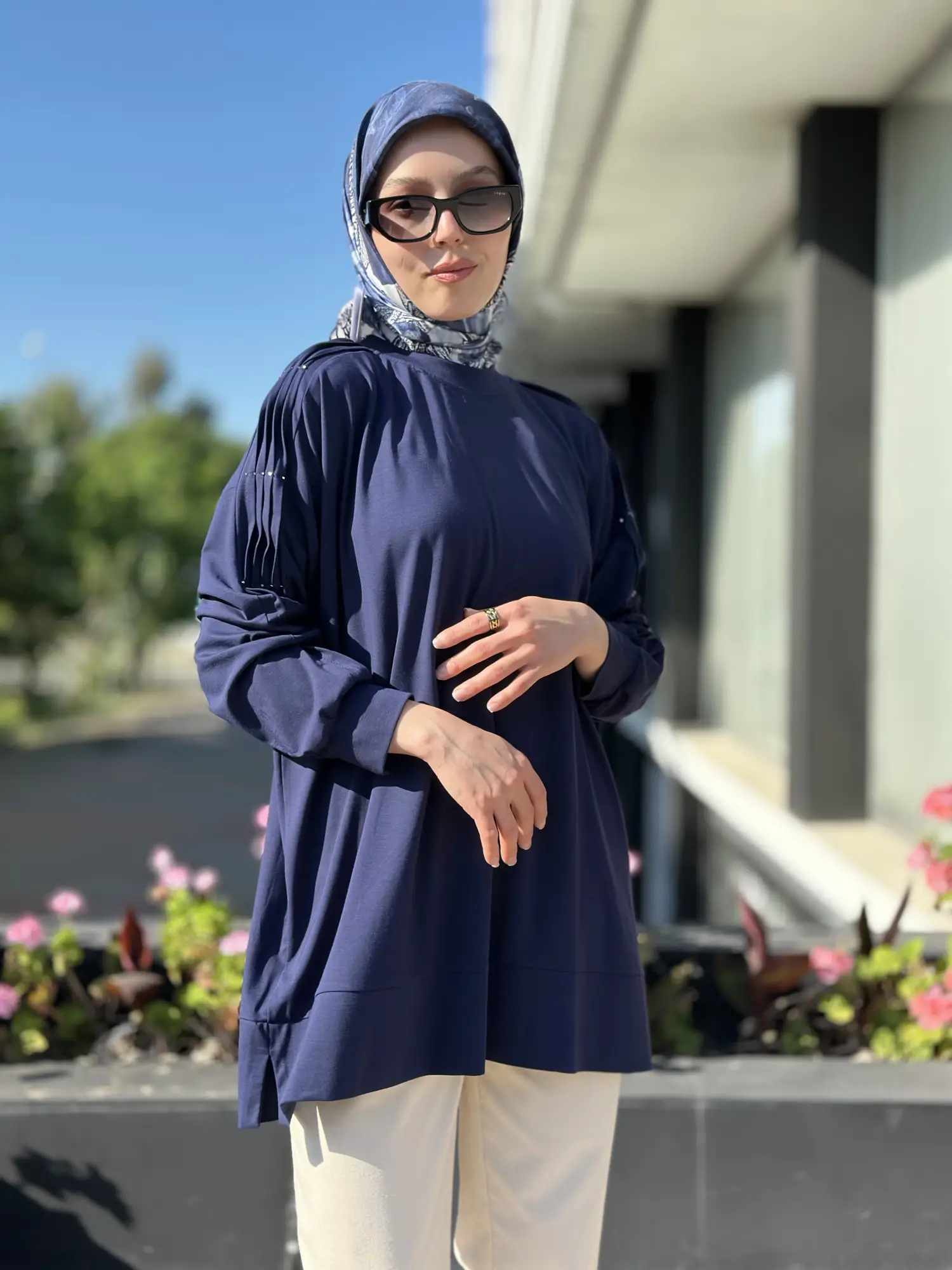 Tığ Triko Kolu Drape Detaylı Modal Tunik TNK4053