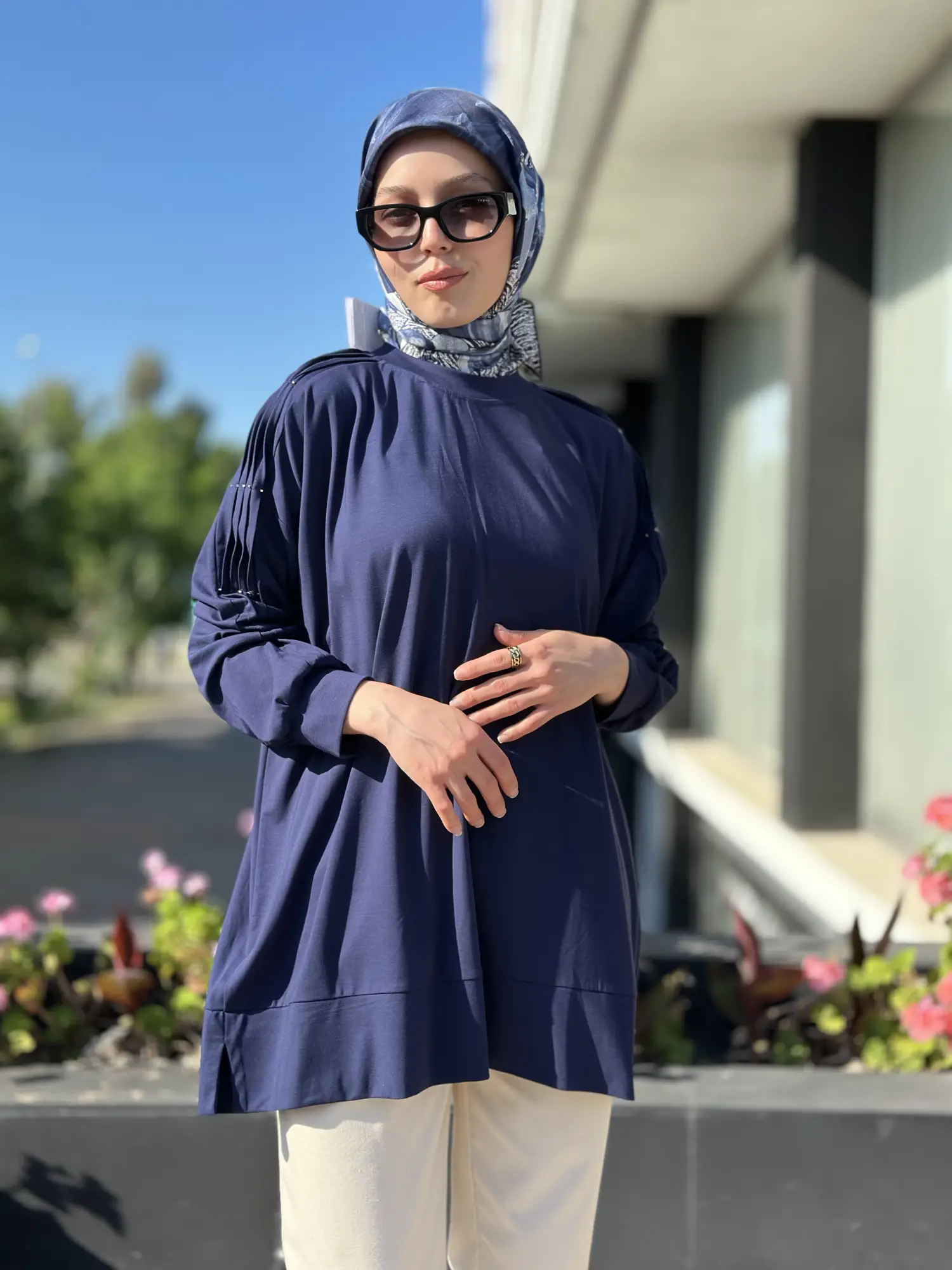 Tığ Triko Kolu Drape Detaylı Modal Tunik TNK4053