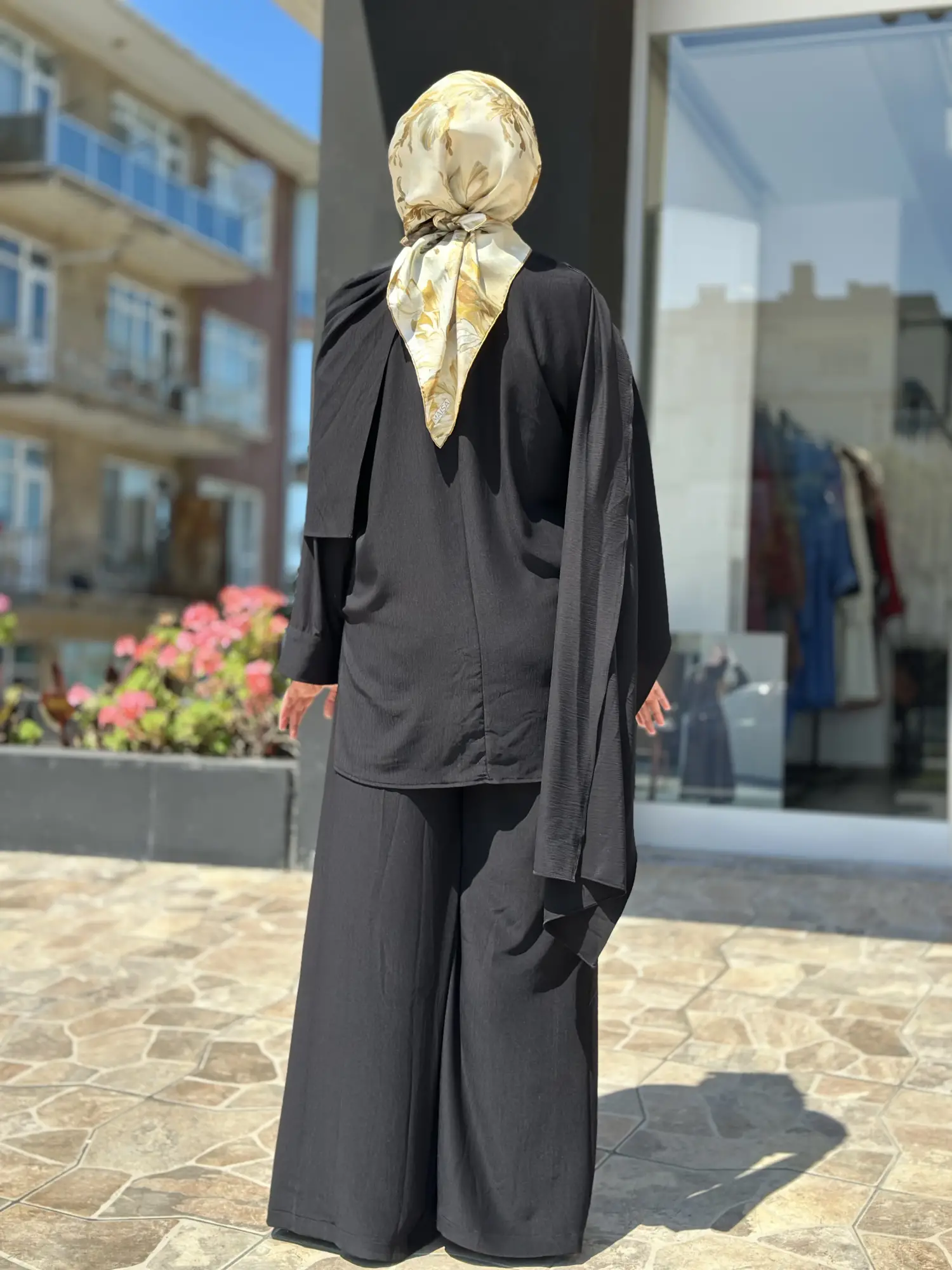 Tığ Triko Şal Aksesuarlı Tunik Pantolon Takım TKM5070
