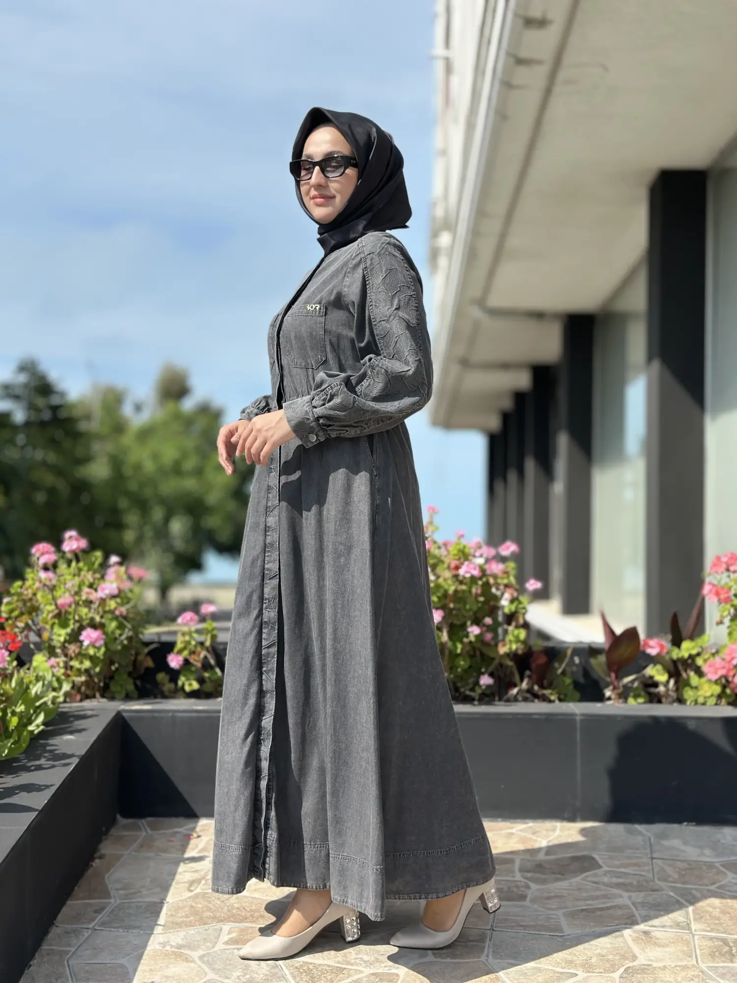 Kayra Önü Patlı Tensel Kot Elbise KA83016