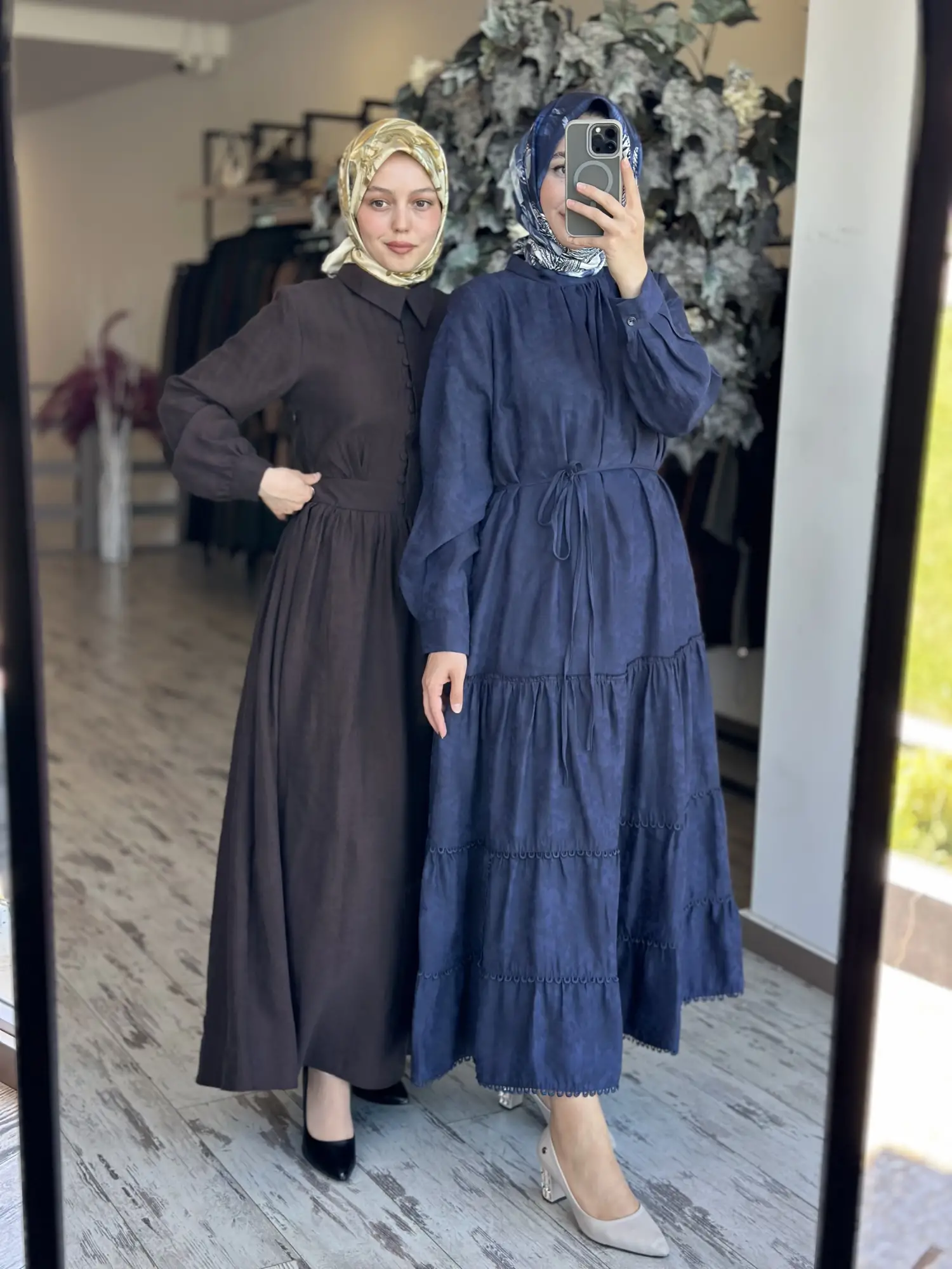 Almarwah Birit Detaylı Desenli Tencel Elbise 303916