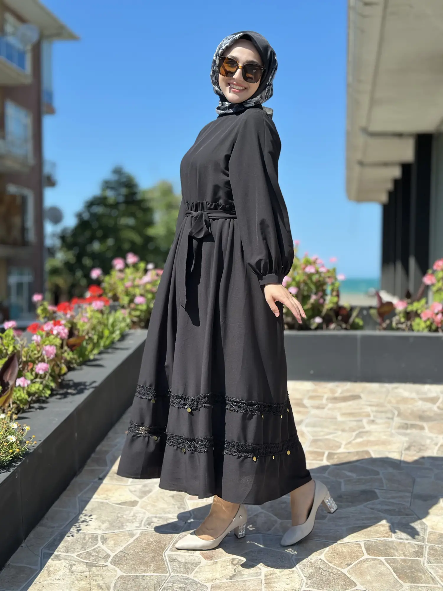 Almarwah Pul detaylı Poplinl Elbise 303901