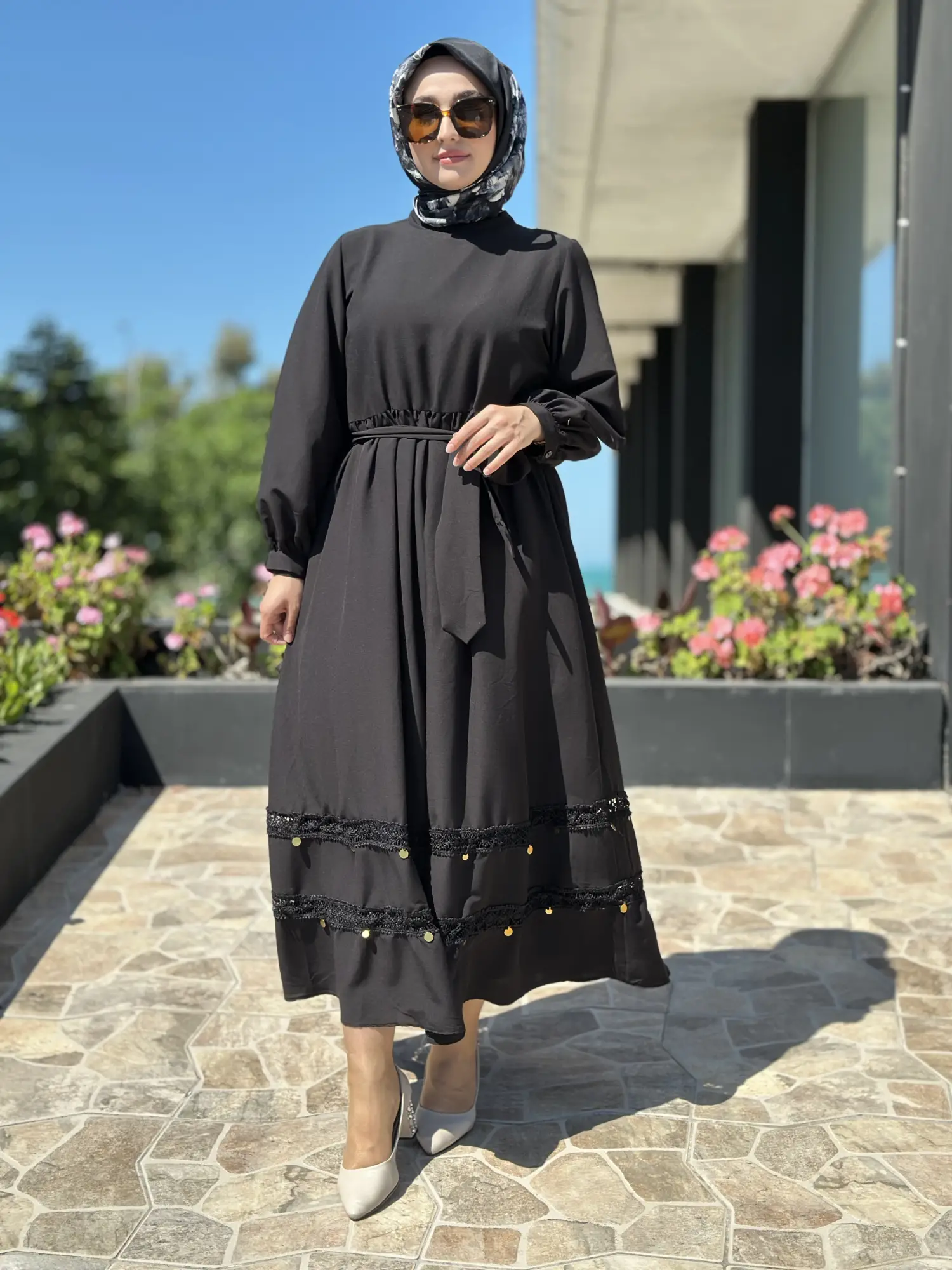 Almarwah Pul detaylı Poplinl Elbise 303901