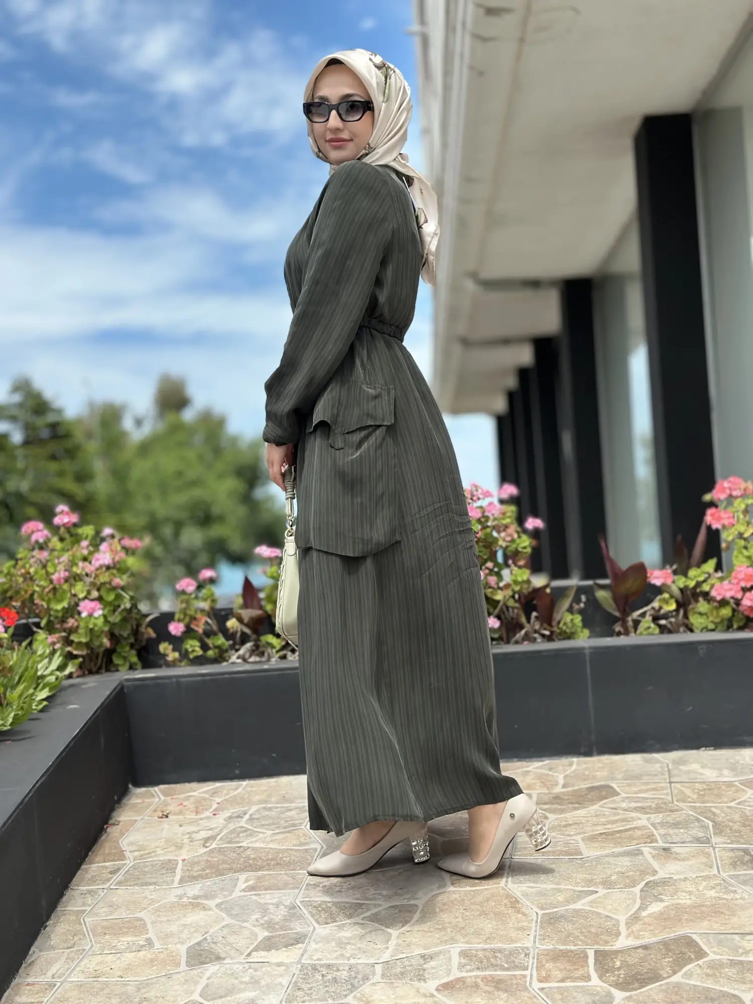 Misswhence Çizgi Desenli Cep Detaylı İpek Farece / Pardesü 39828