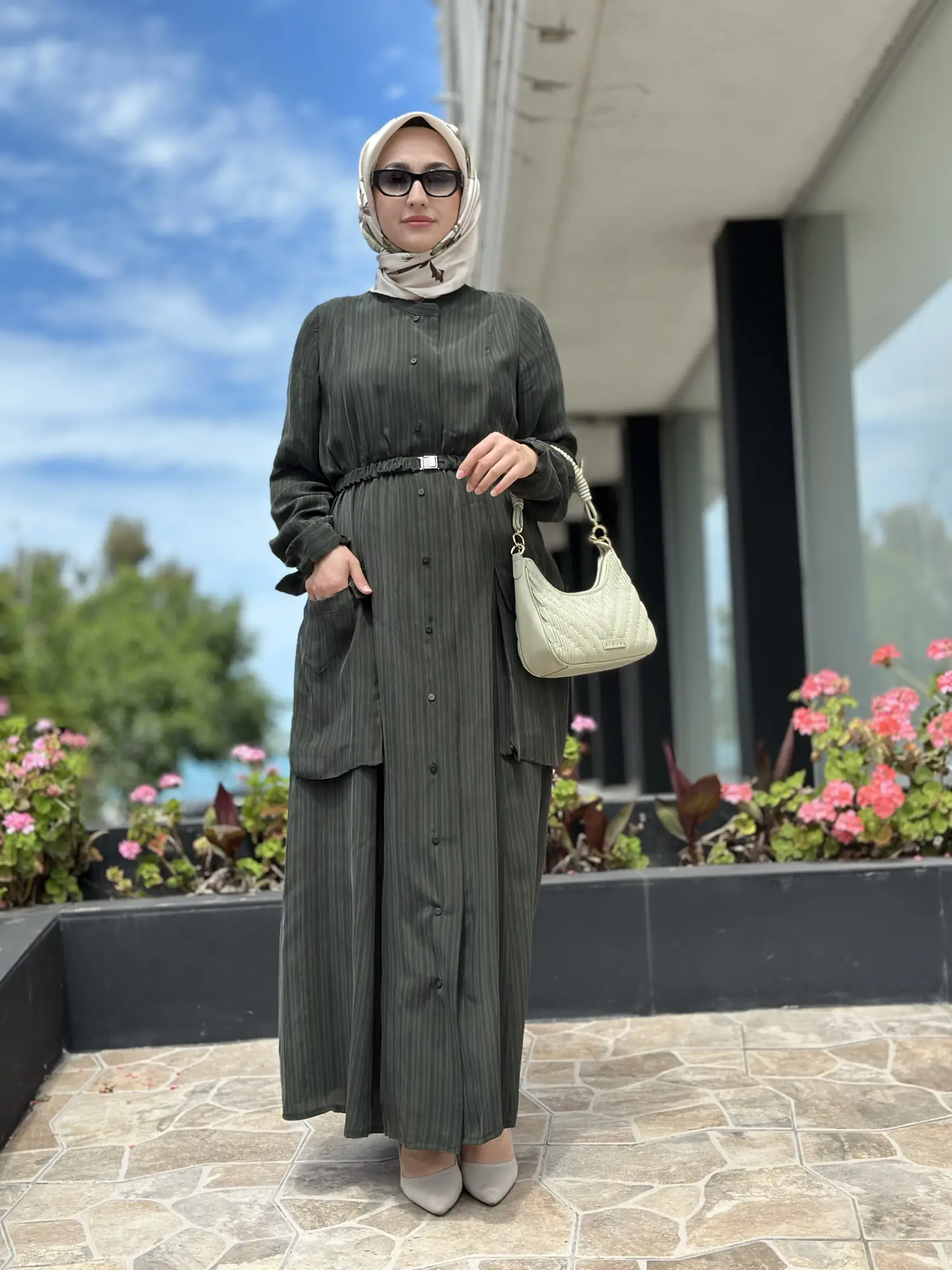 Misswhence Çizgi Desenli Cep Detaylı İpek Farece / Pardesü 39828