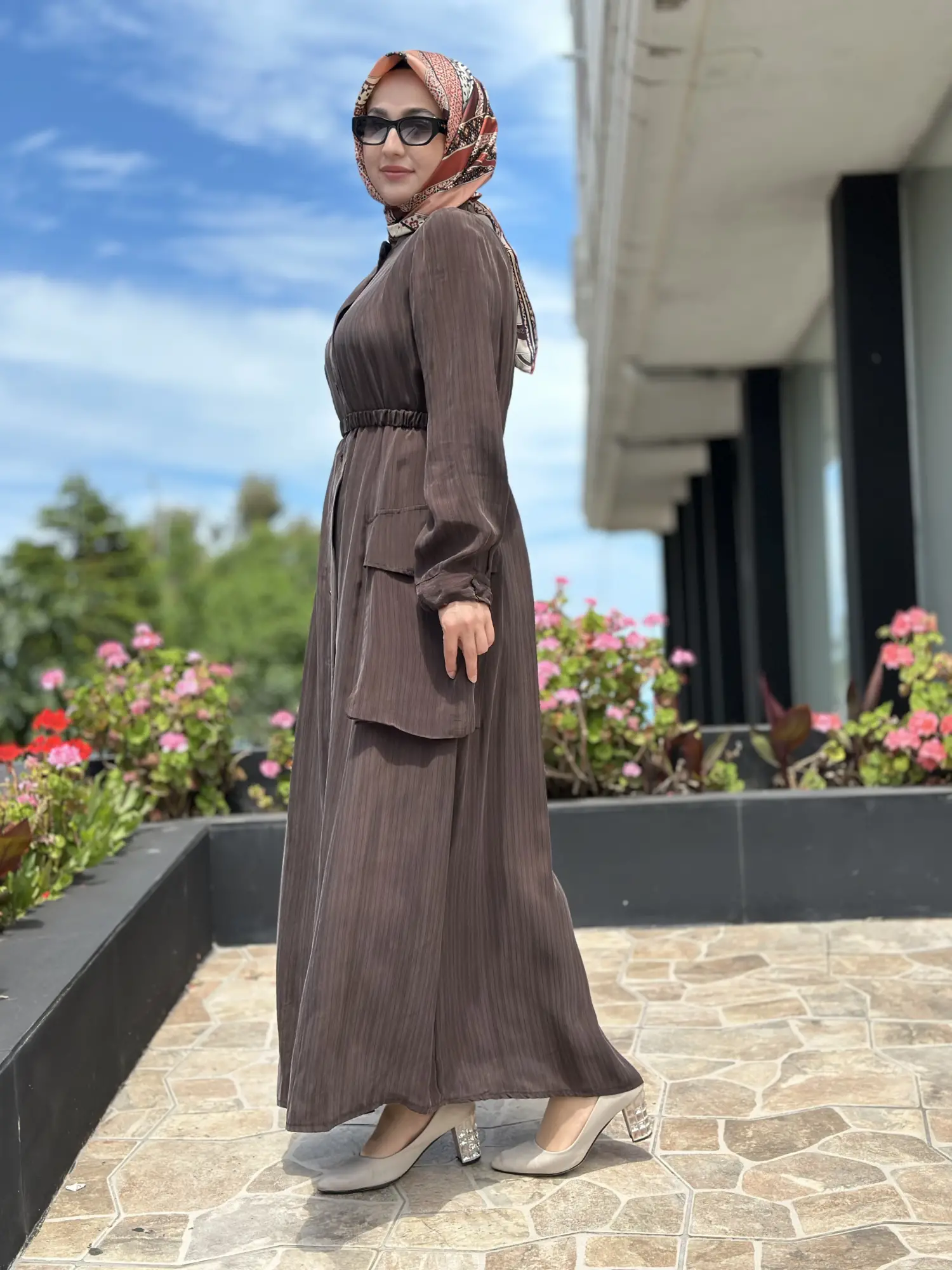 Misswhence Çizgi Desenli Cep Detaylı İpek Farece / Pardesü 39828