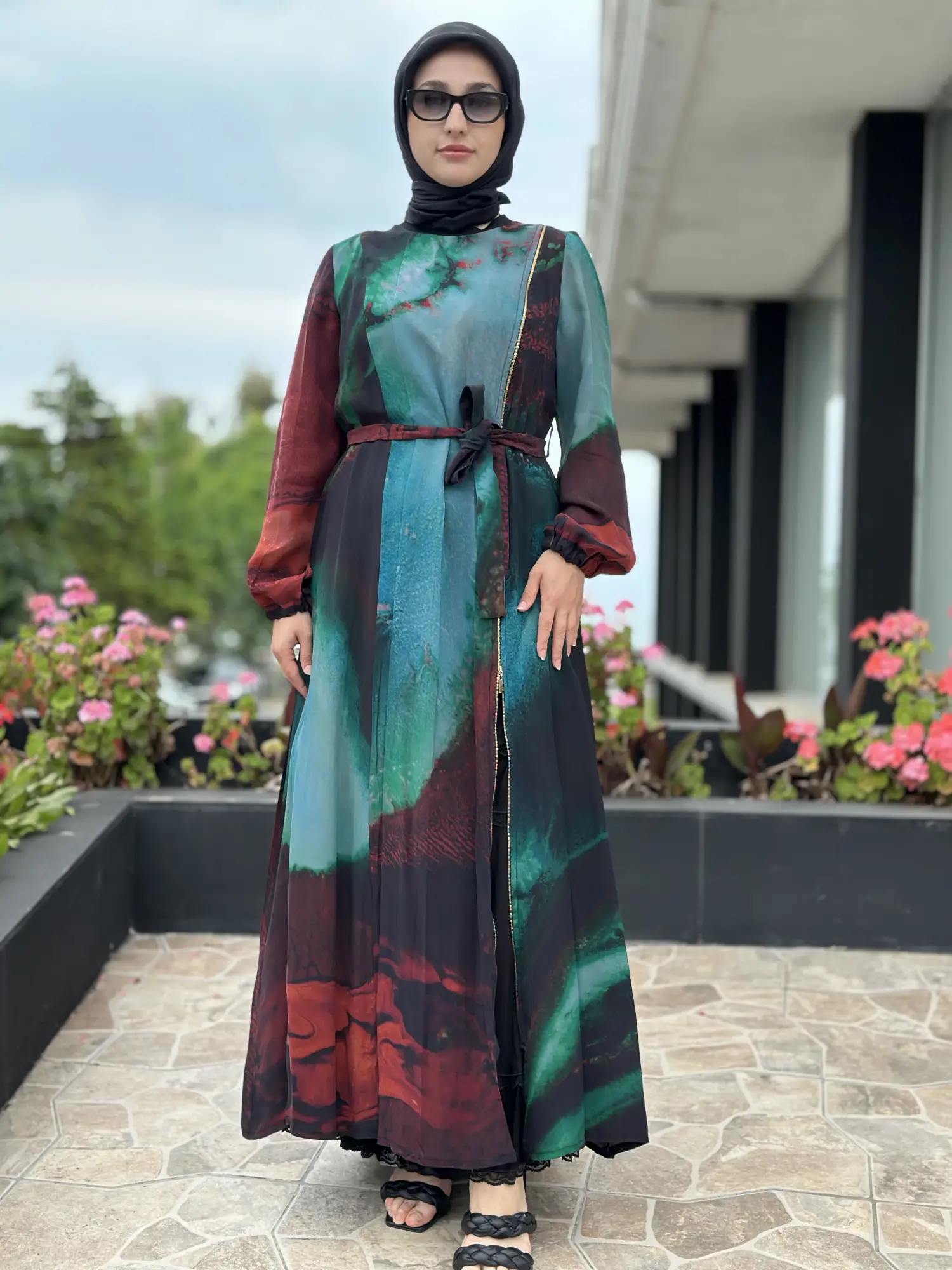Misswhence İkili Desenli Cupra İpek Elbise 39826