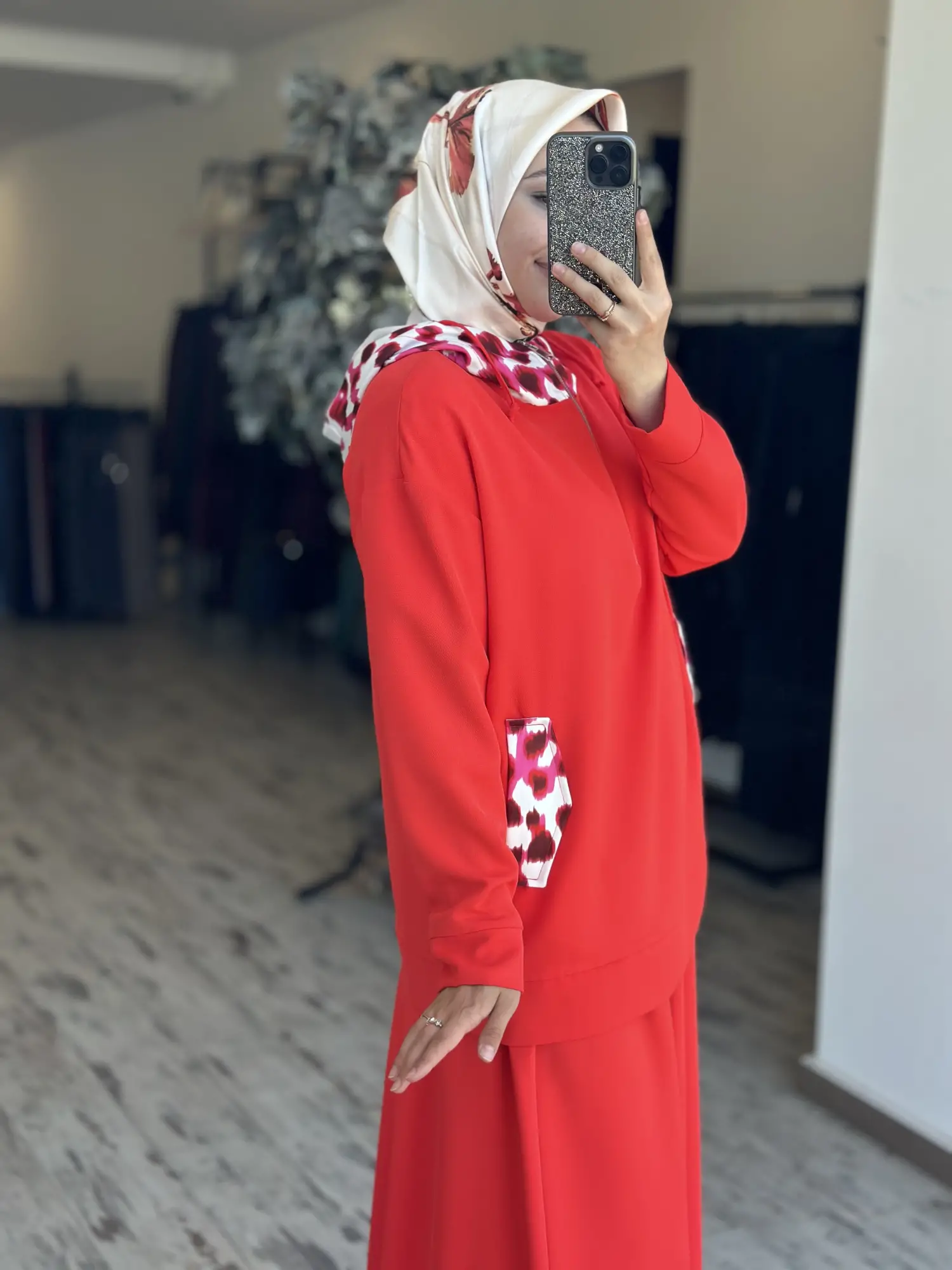 Lisa Kapüşonlu Tunik Etek Takım 3032