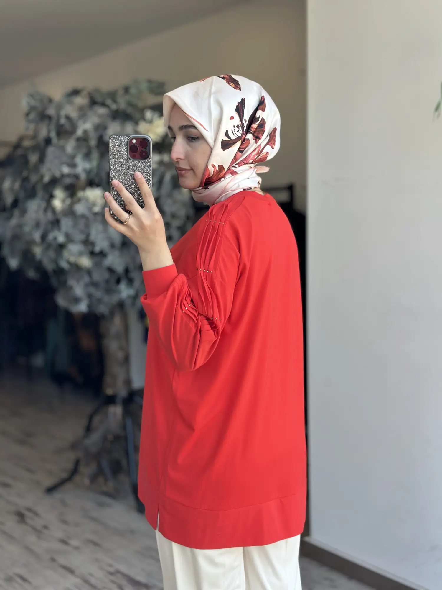 Tığ Triko Kolu Drape Detaylı Modal Tunik TNK4053