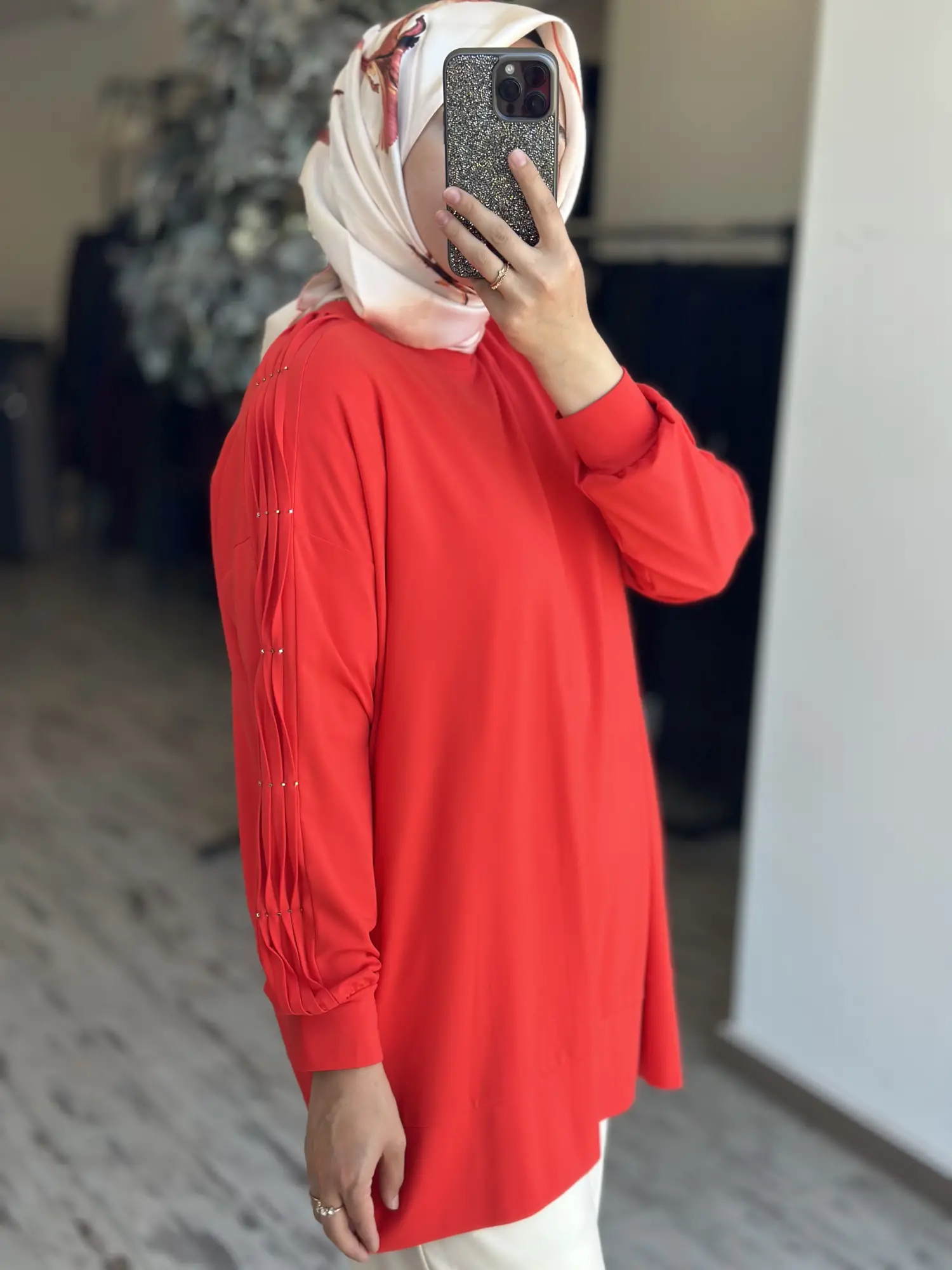 Tığ Triko Kolu Drape Detaylı Modal Tunik TNK4053
