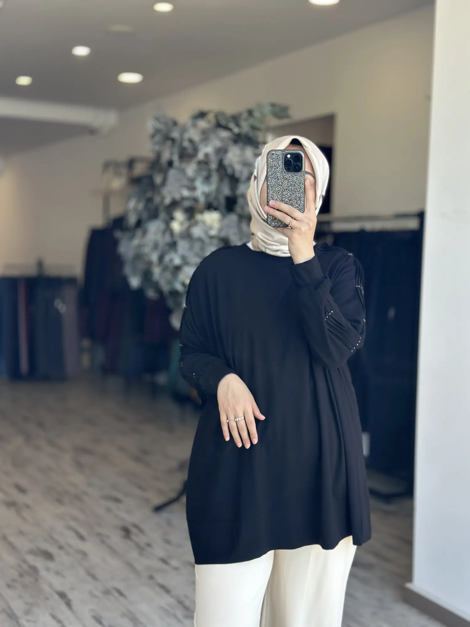 Tığ Triko Kolu Drape Detaylı Modal Tunik TNK4053