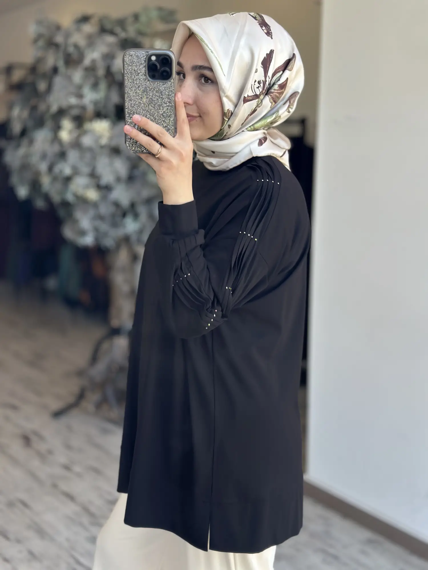 Tığ Triko Kolu Drape Detaylı Modal Tunik TNK4053