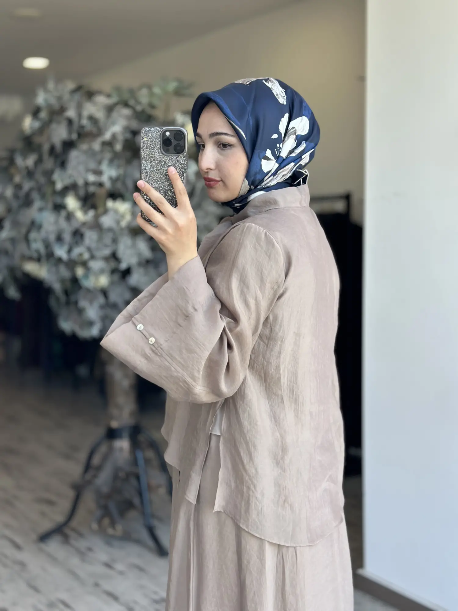 Almarwah Yakası Bağlamalı Parça Detaylı Bluz Etek Takım 203030