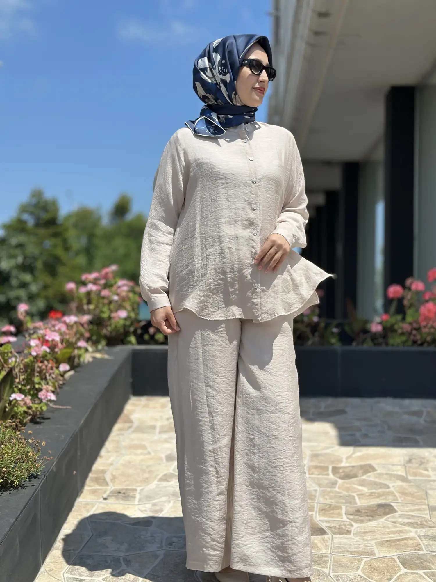 Almarwah Hakim Yaka Tencel Gömlek Pantolon Takım 203042