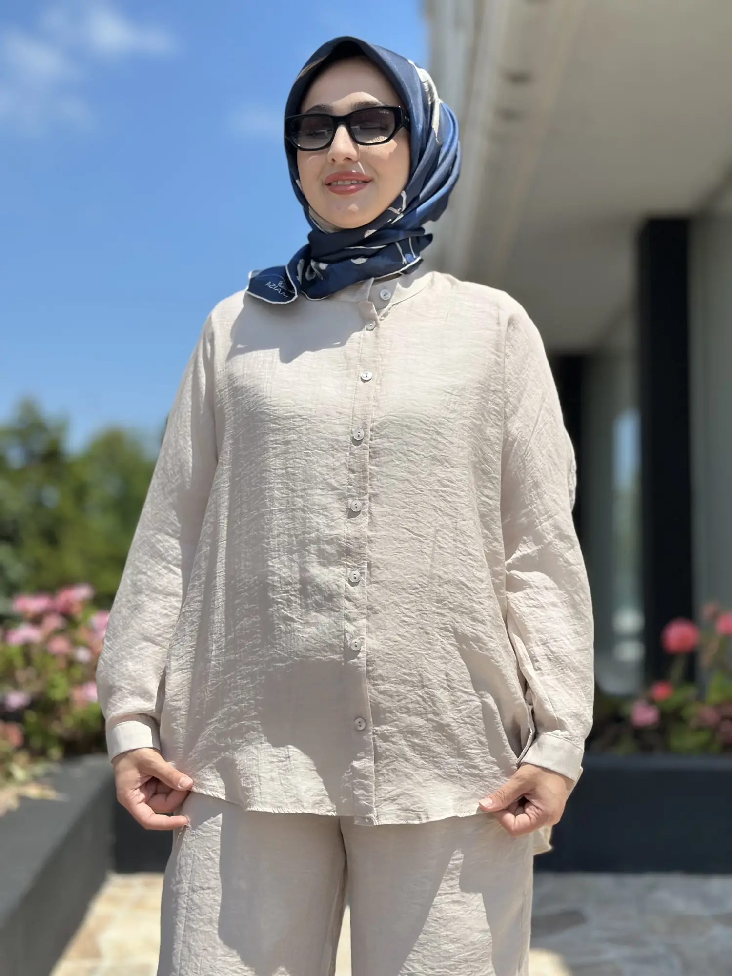 Almarwah Hakim Yaka Tencel Gömlek Pantolon Takım 203042