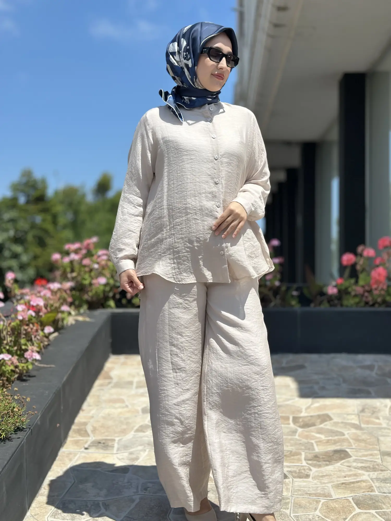 Almarwah Hakim Yaka Tencel Gömlek Pantolon Takım 203042