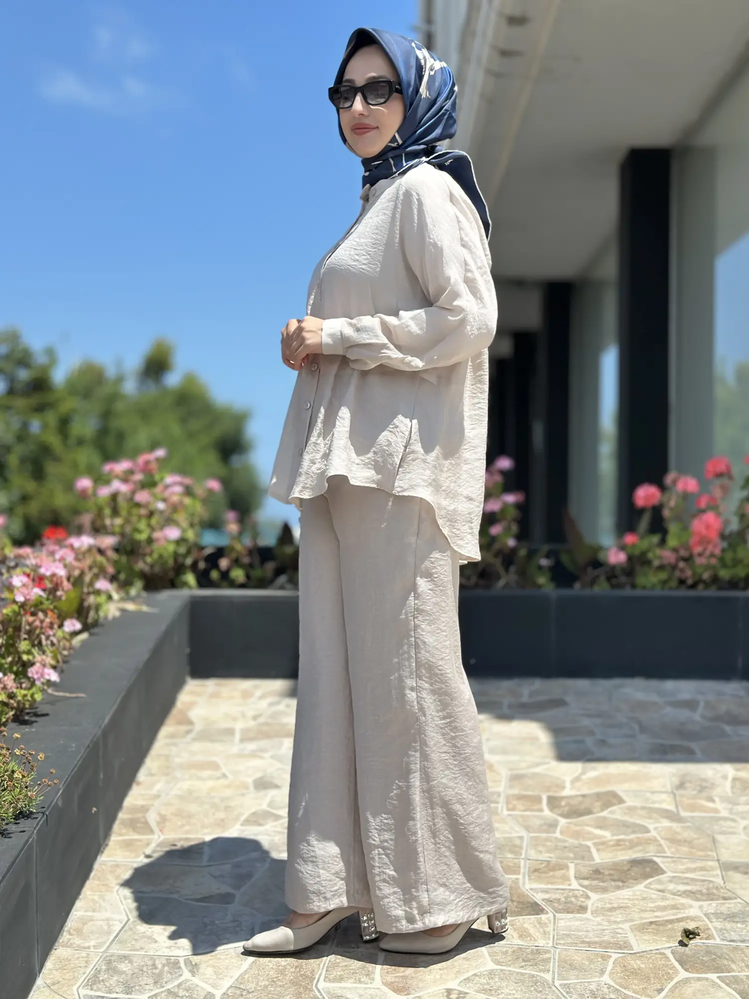 Almarwah Hakim Yaka Tencel Gömlek Pantolon Takım 203042
