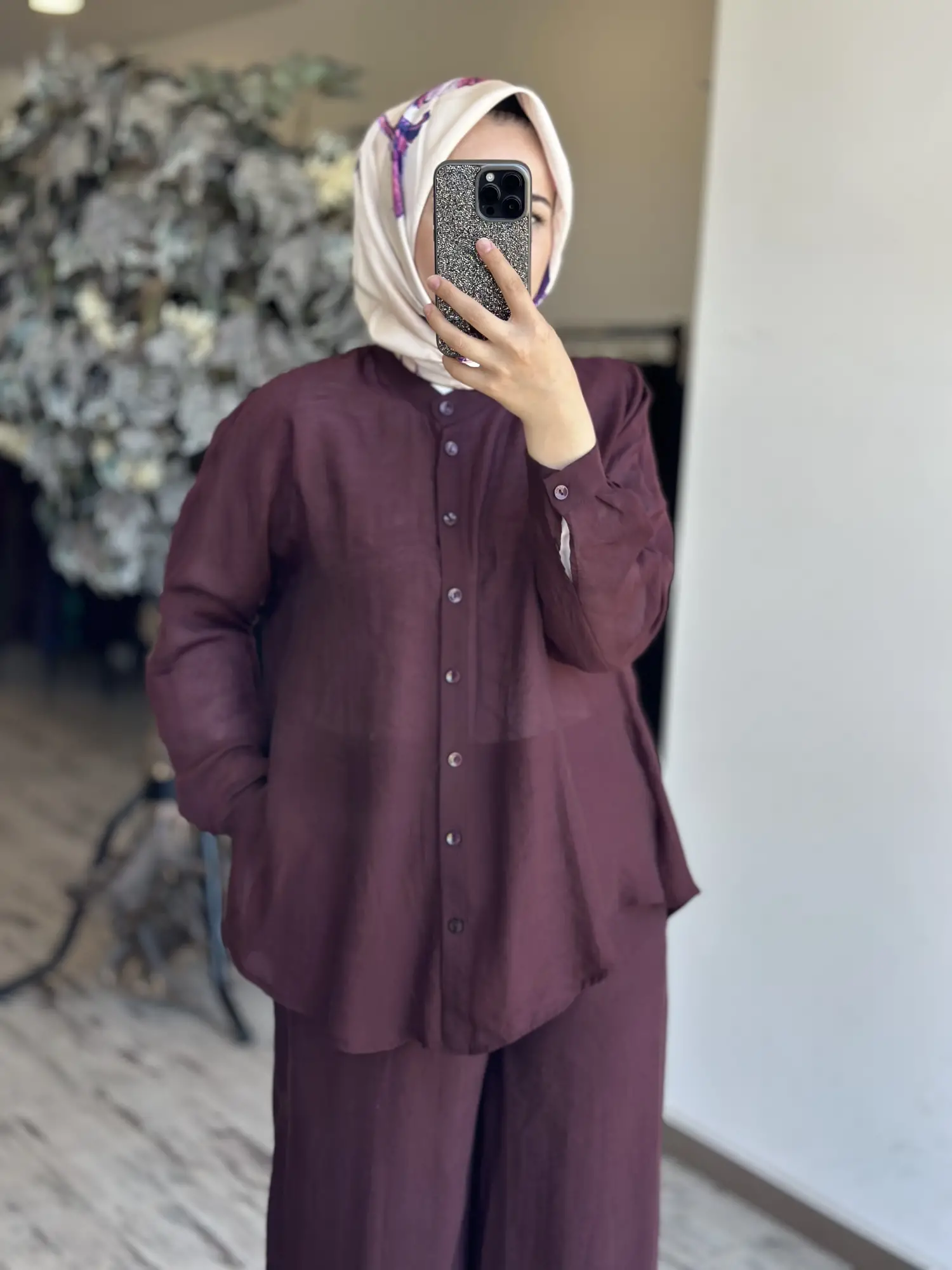 Almarwah Hakim Yaka Tencel Gömlek Pantolon Takım 203042