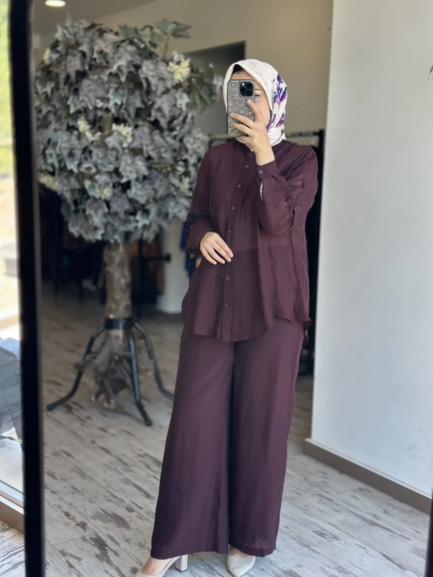 Almarwah Hakim Yaka Tencel Gömlek Pantolon Takım 203042