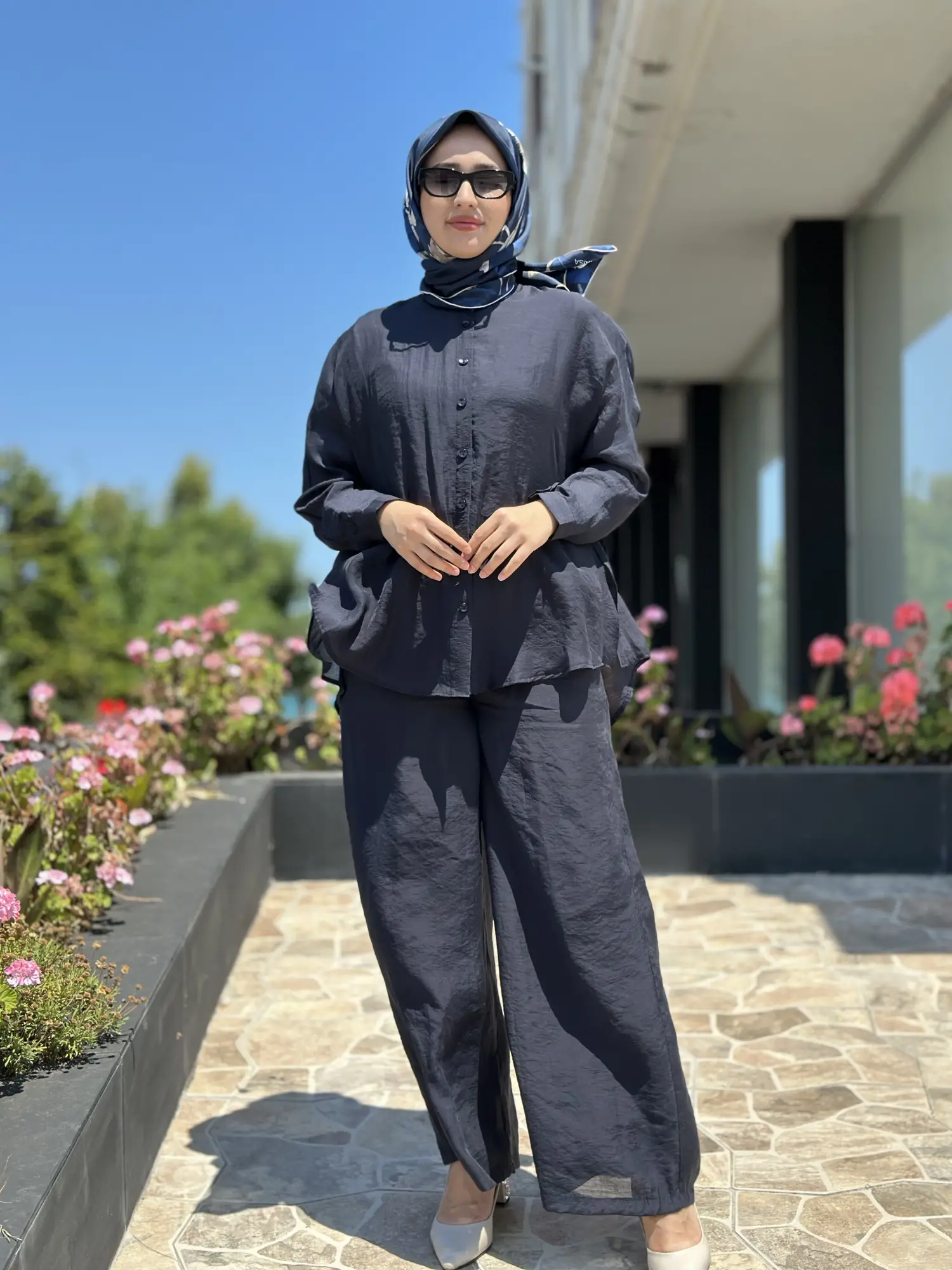 Almarwah Hakim Yaka Tencel Gömlek Pantolon Takım 203042