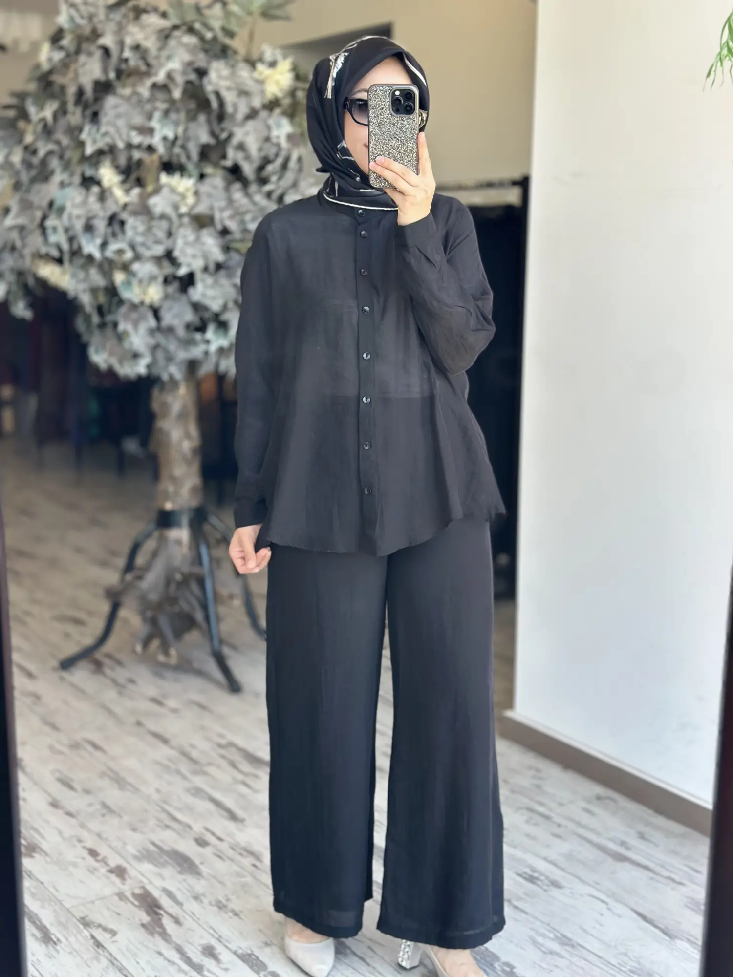 Almarwah Hakim Yaka Tencel Gömlek Pantolon Takım 203042