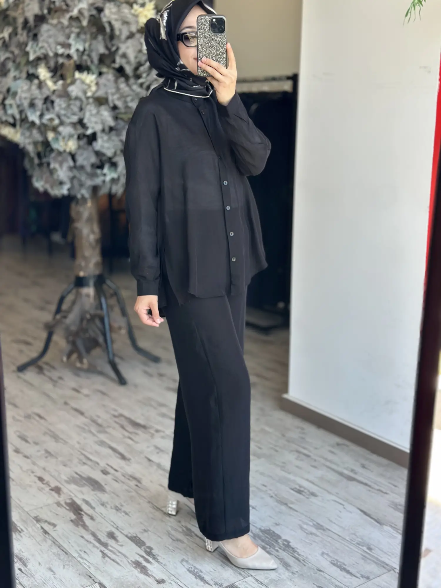 Almarwah Hakim Yaka Tencel Gömlek Pantolon Takım 203042