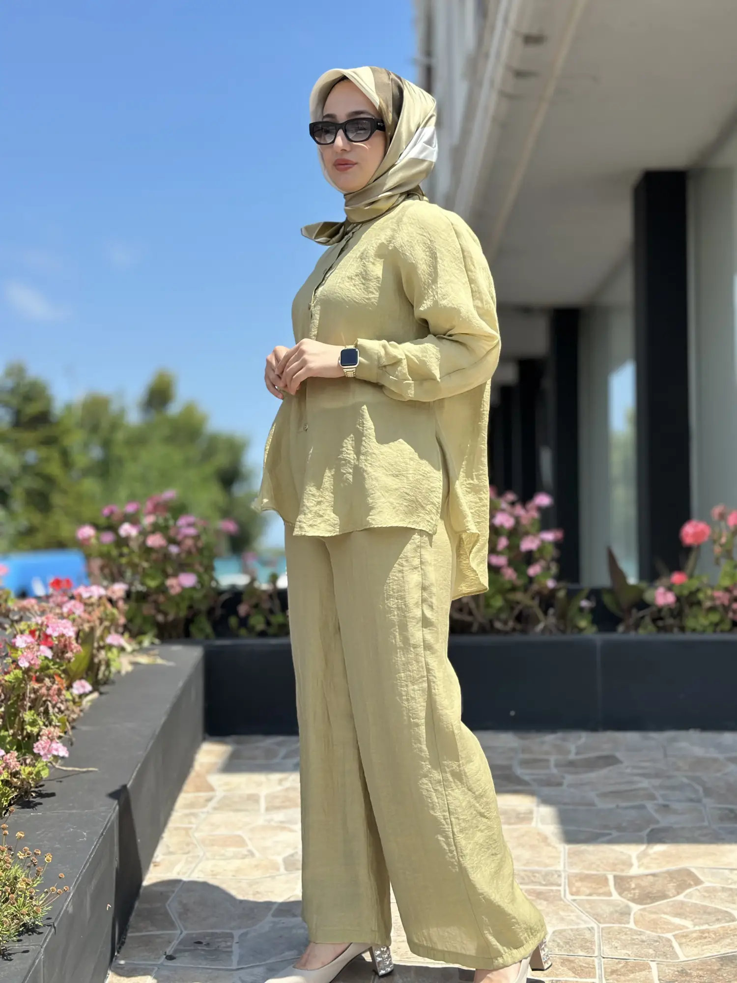 Almarwah Hakim Yaka Tencel Gömlek Pantolon Takım 203042