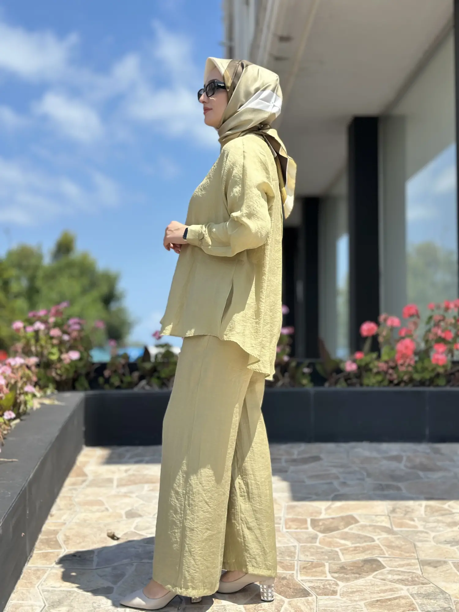 Almarwah Hakim Yaka Tencel Gömlek Pantolon Takım 203042