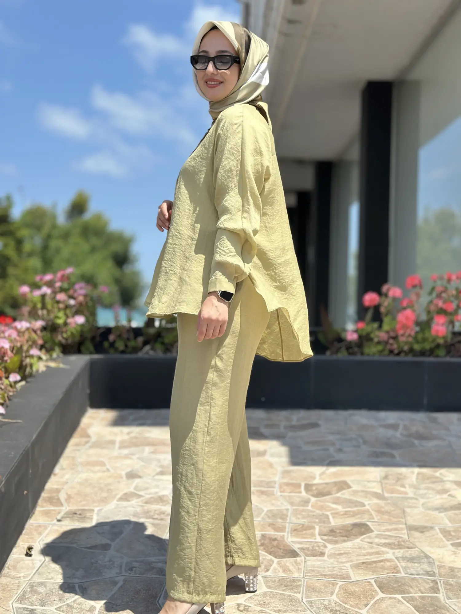 Almarwah Hakim Yaka Tencel Gömlek Pantolon Takım 203042