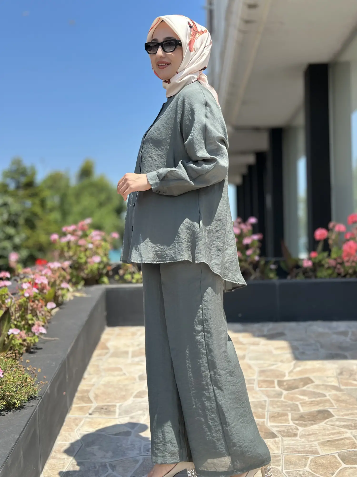 Almarwah Hakim Yaka Tencel Gömlek Pantolon Takım 203042