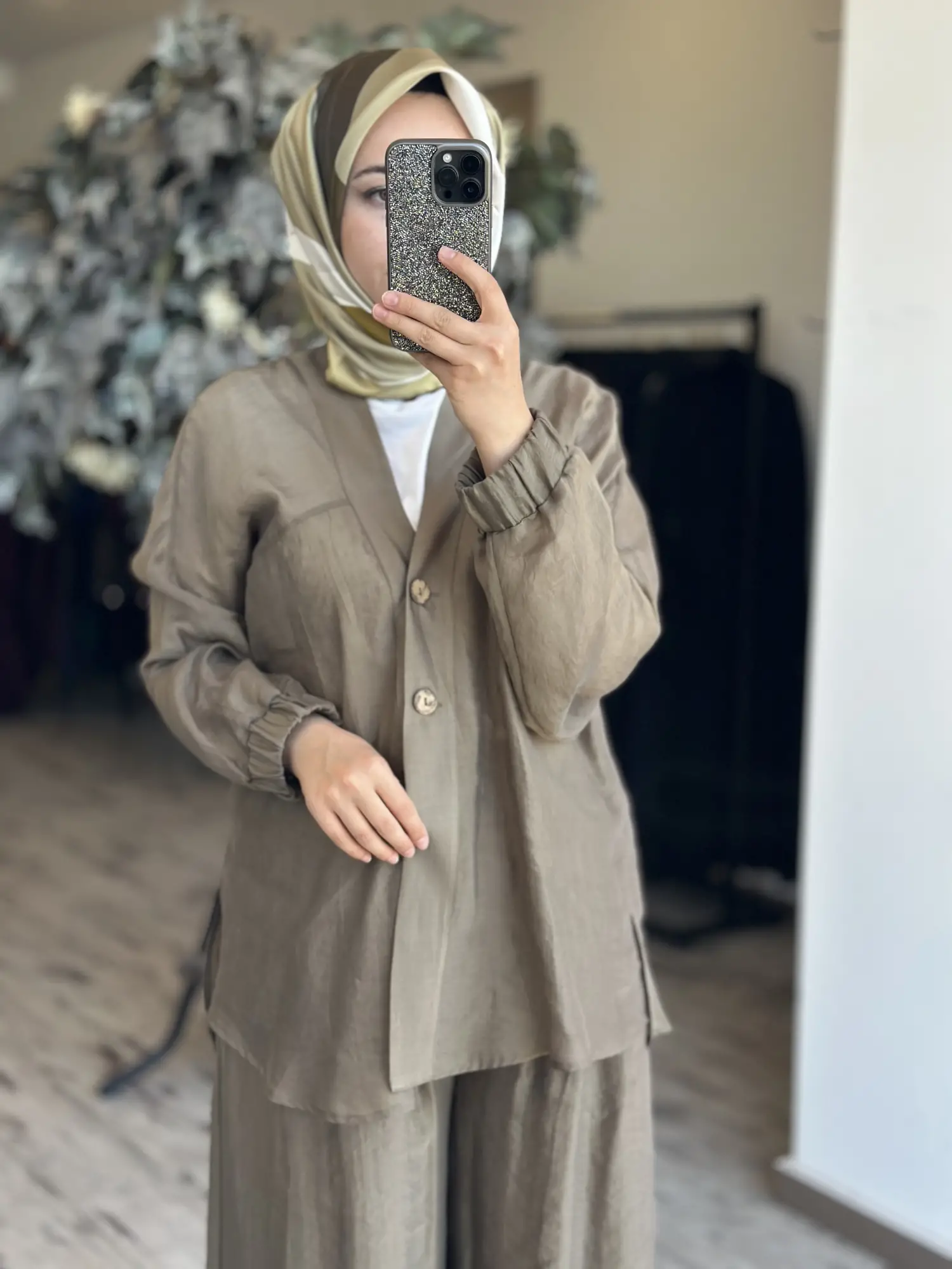 Almarwah Kolları Büzgülü Düğmeli Tencel Ceket 405024