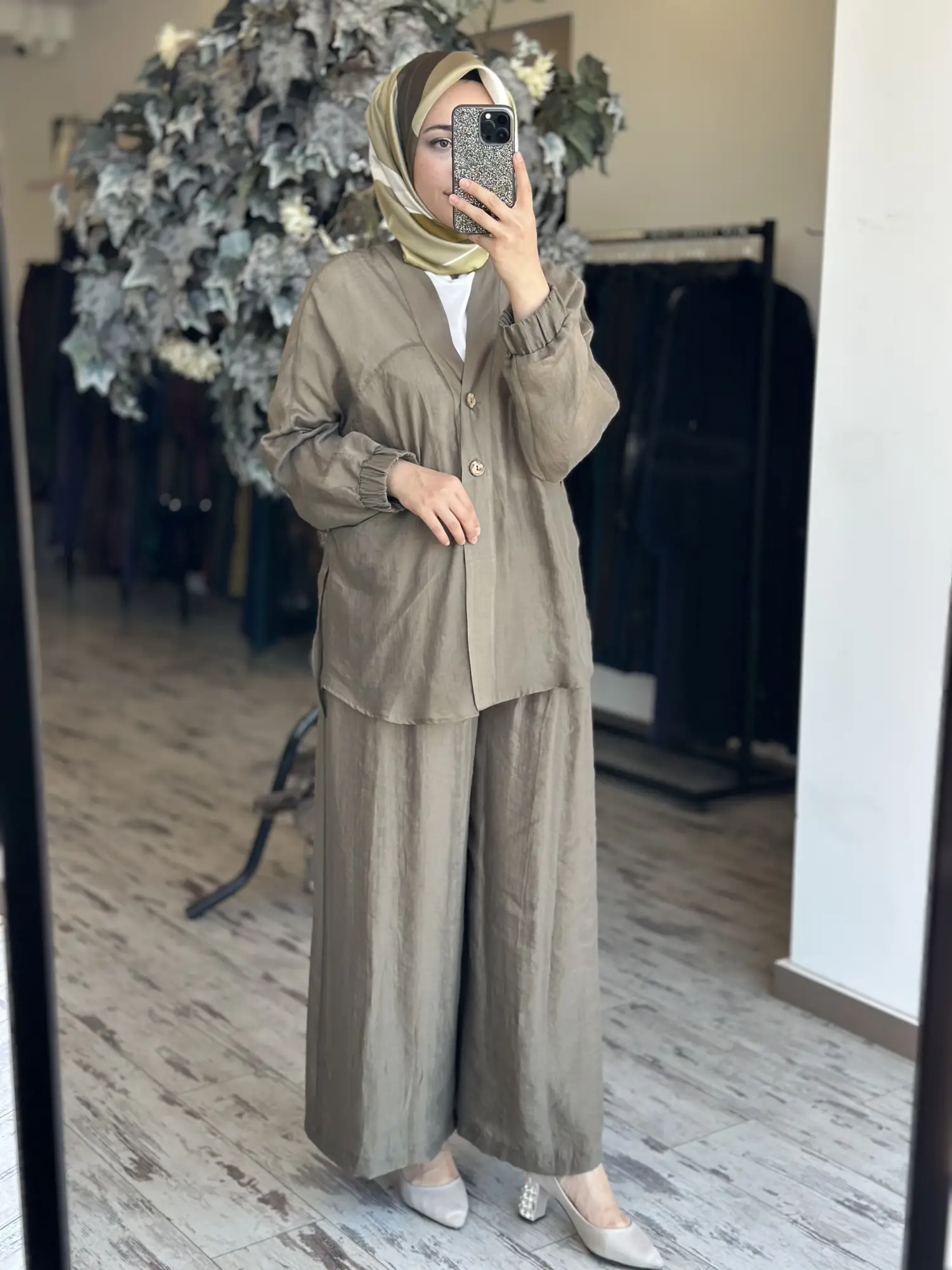 Almarwah Kolları Büzgülü Düğmeli Tencel Ceket 405024