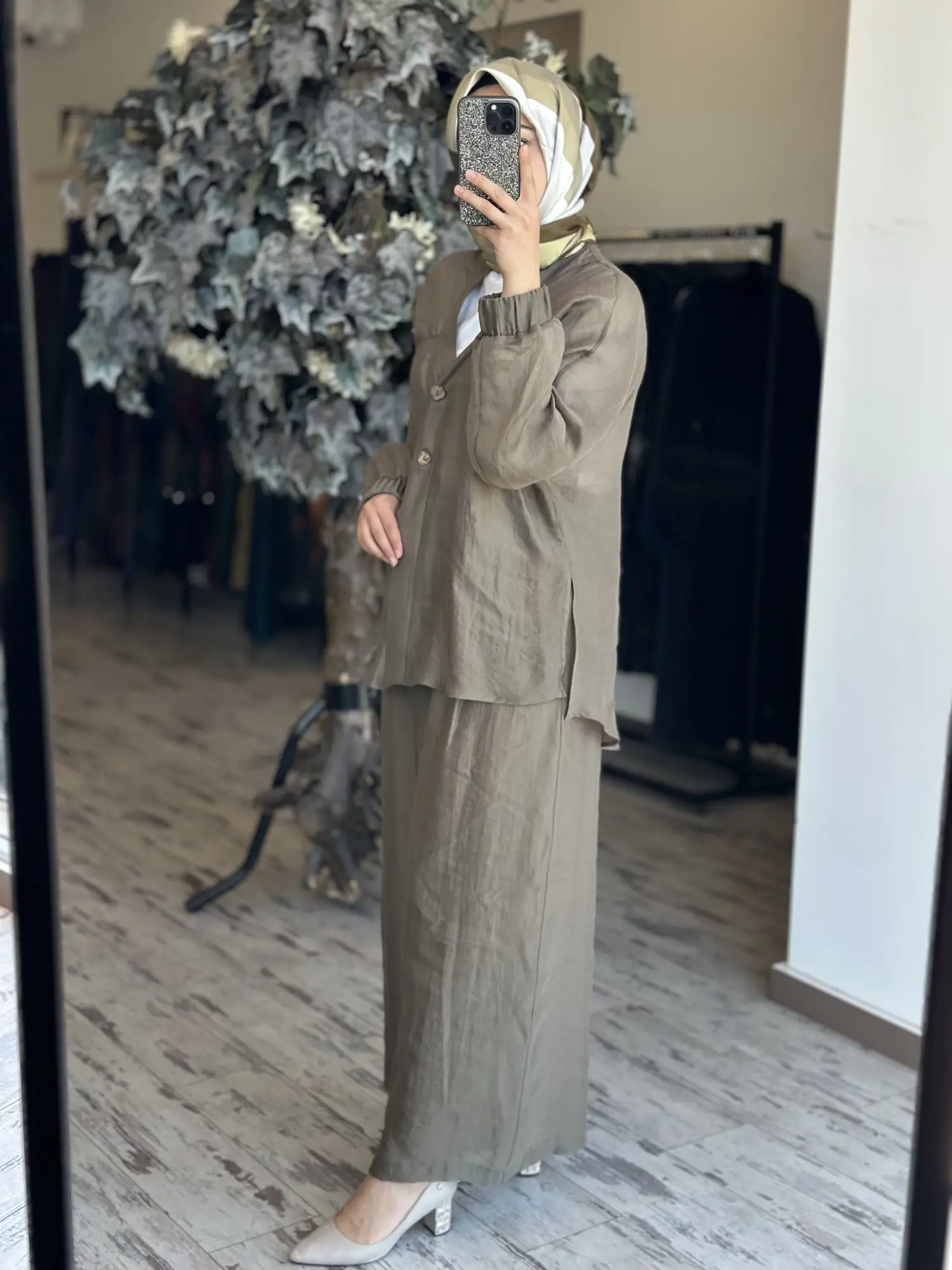 Almarwah Kolları Büzgülü Düğmeli Tencel Ceket 405024