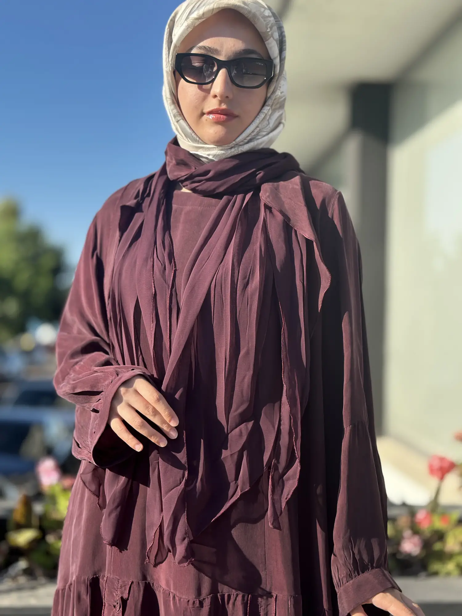 Misswhence Şal ve Dikiş Detaylı Büyük Beden Cupra İpek Elbise V3225