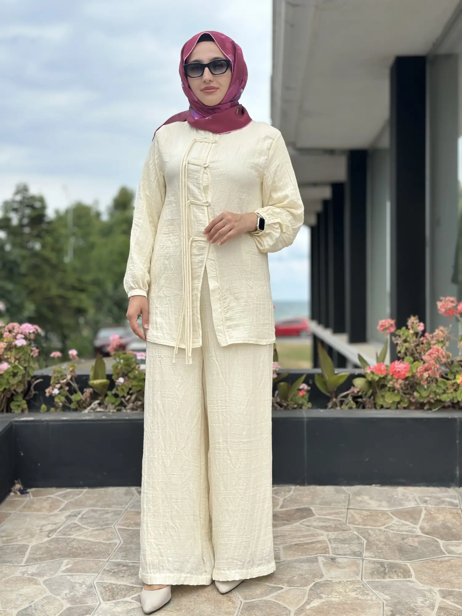 Qupra Brit Detaylı Tensel Tunik Pantolon Takım WAD12130