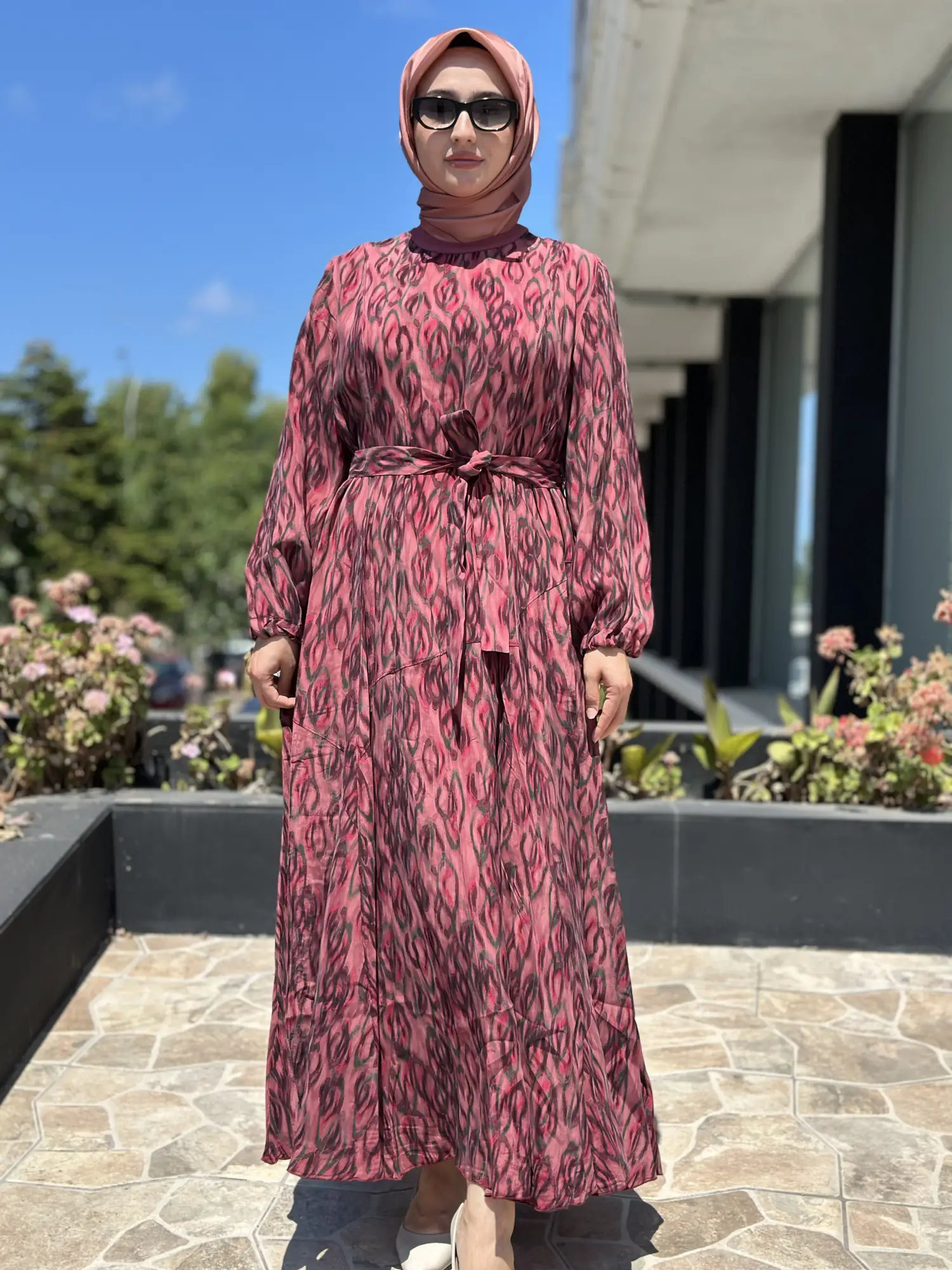 Misswhence Dalga Desenli Viscon Elbise 39844DE