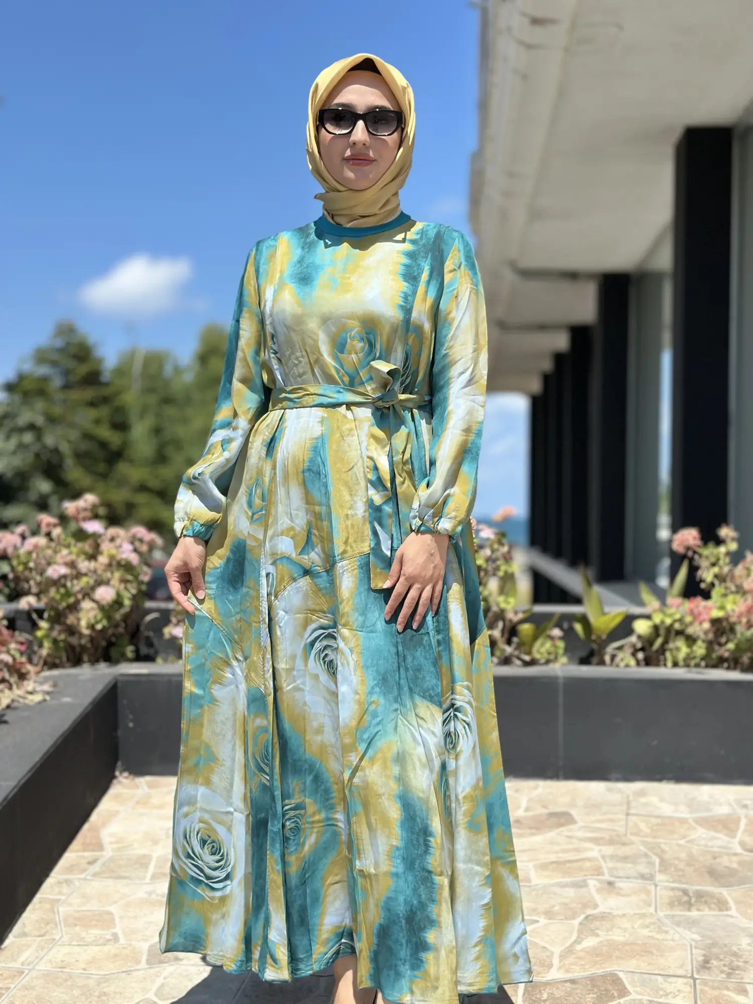 Misswhence Dalga Desenli Viscon Elbise 39844DE