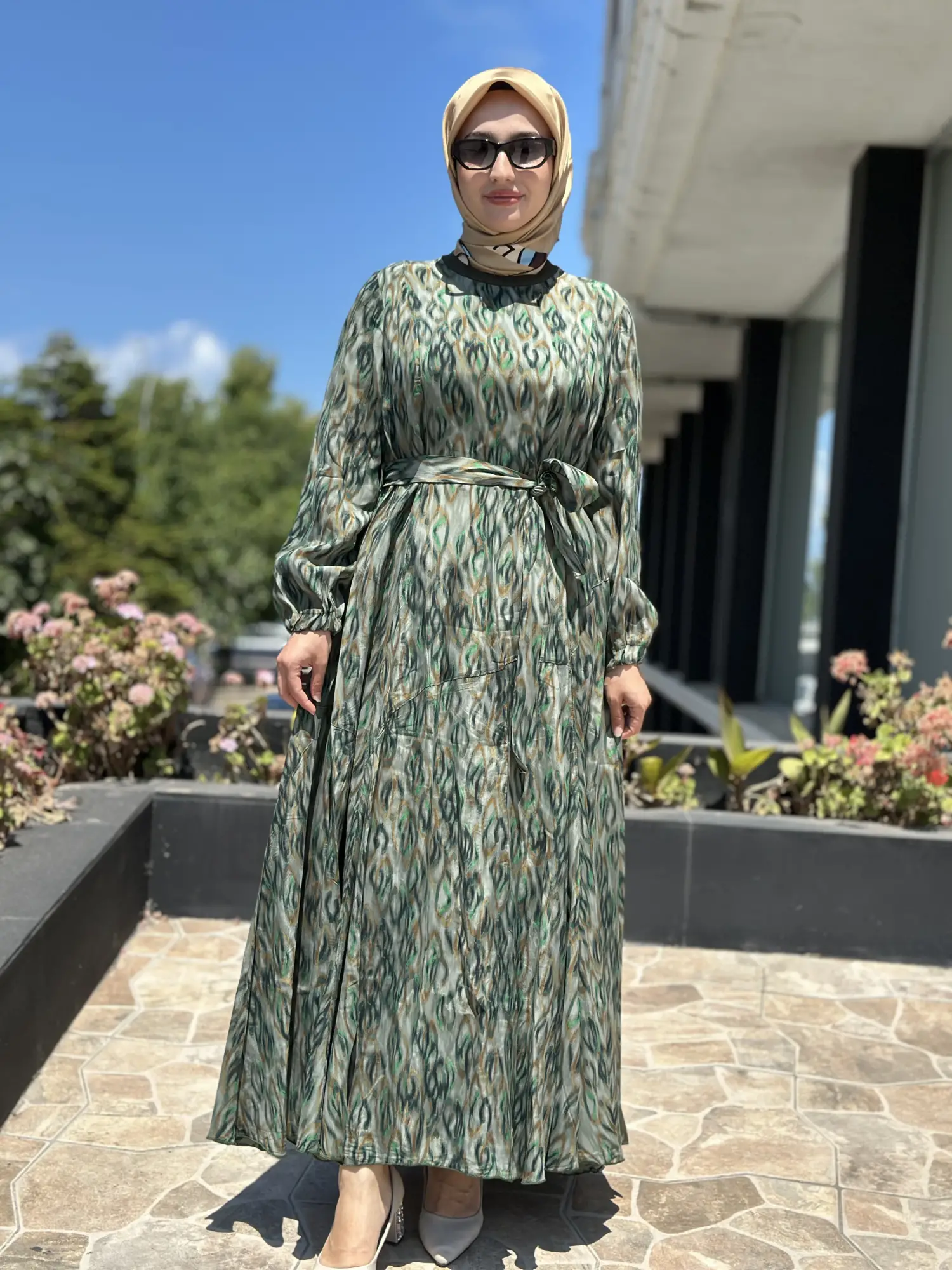 Misswhence Dalga Desenli Viscon Elbise 39844DE