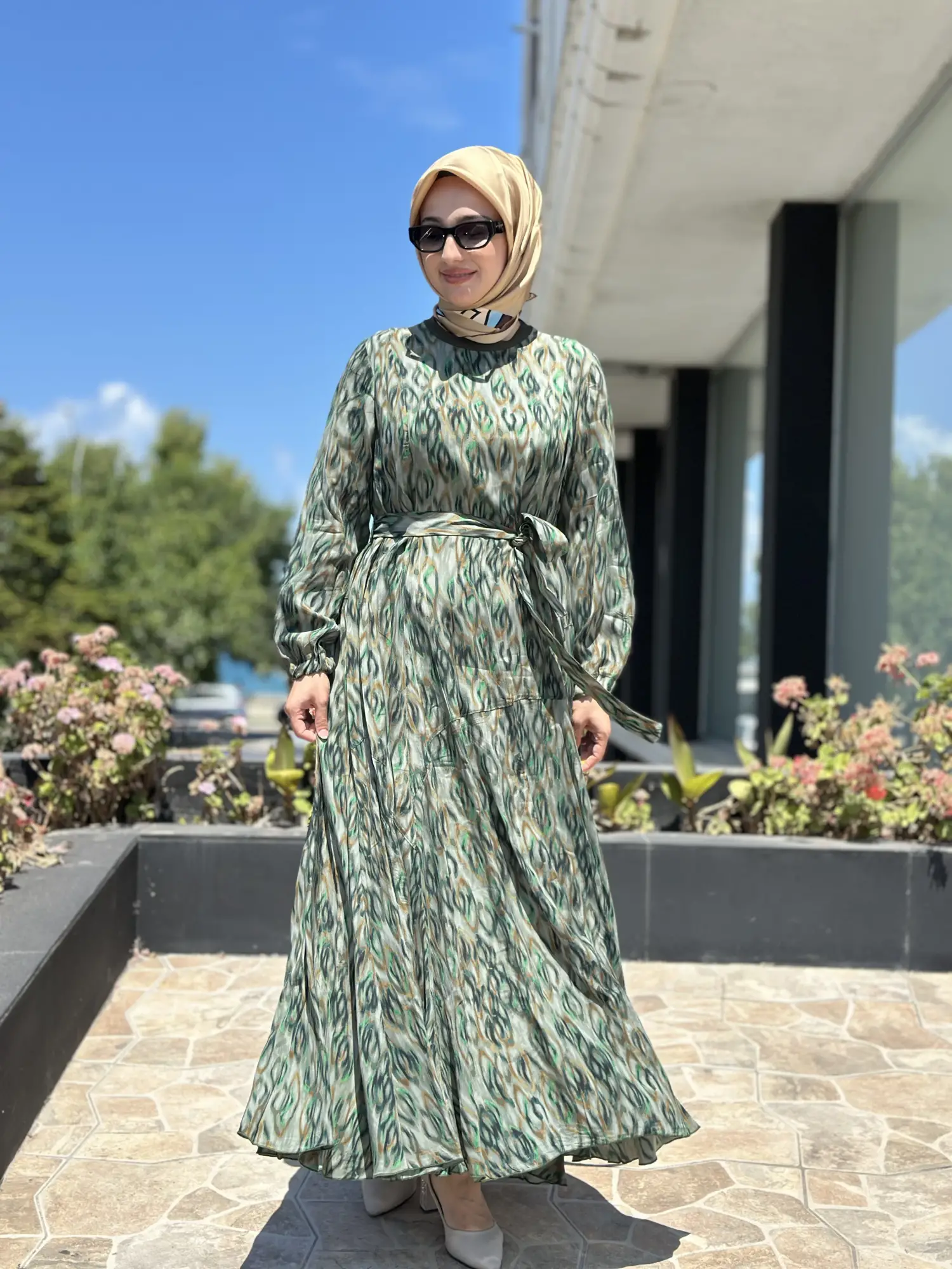 Misswhence Dalga Desenli Viscon Elbise 39844DE