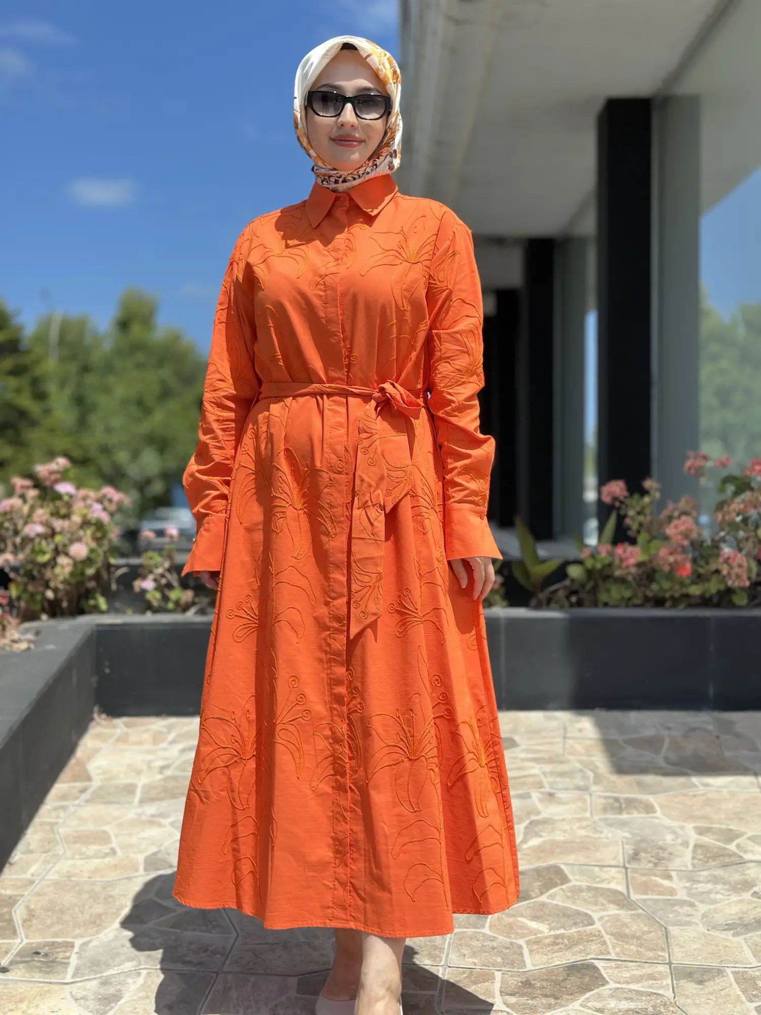 Kahma Nakış İşlemeli Gömlek Elbise