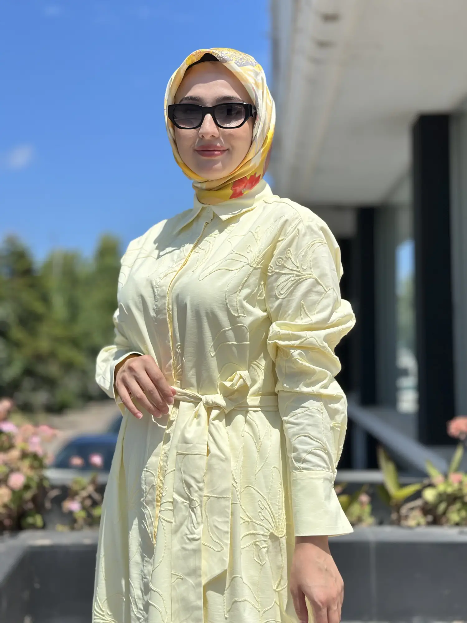Kahma Nakış İşlemeli Gömlek Elbise
