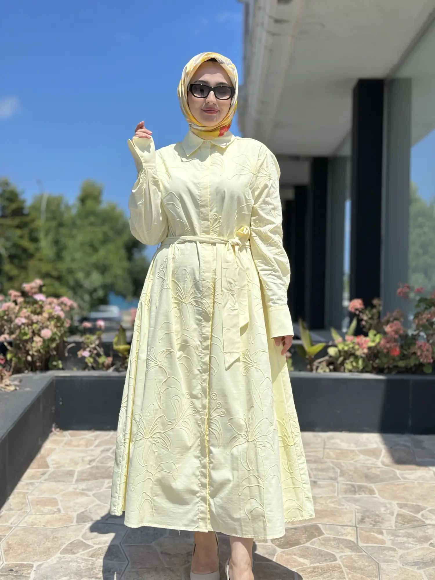 Kahma Nakış İşlemeli Gömlek Elbise