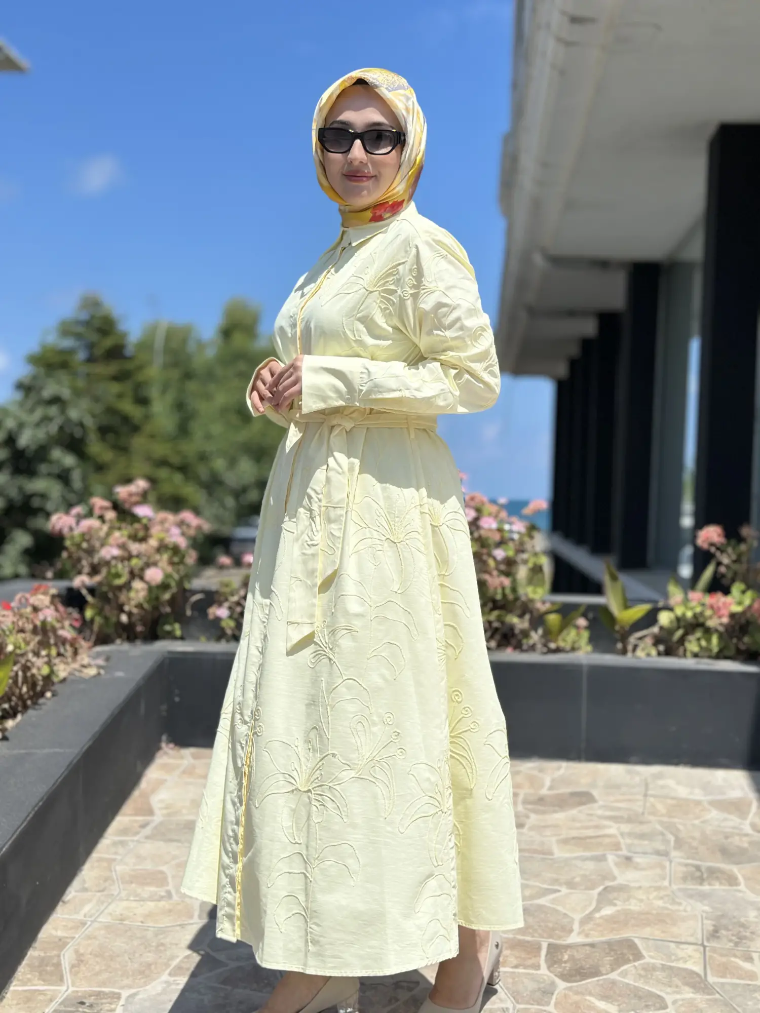 Kahma Nakış İşlemeli Gömlek Elbise