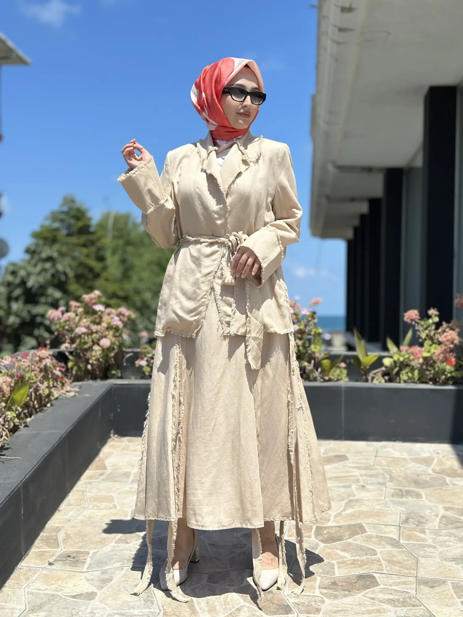Kahma Püskül Detaylı Ceket Etek Takım
