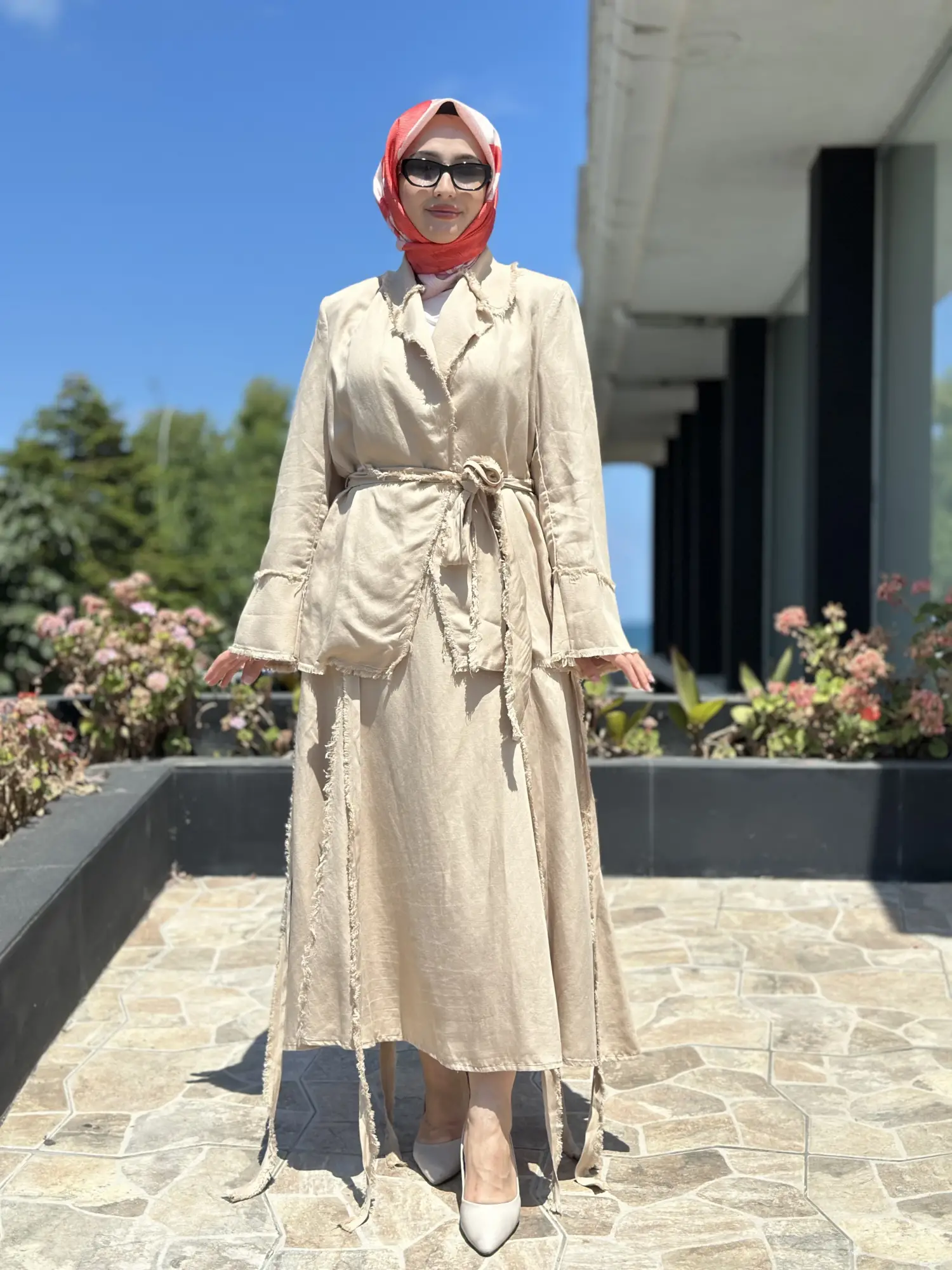 Kahma Püskül Detaylı Ceket Etek Takım
