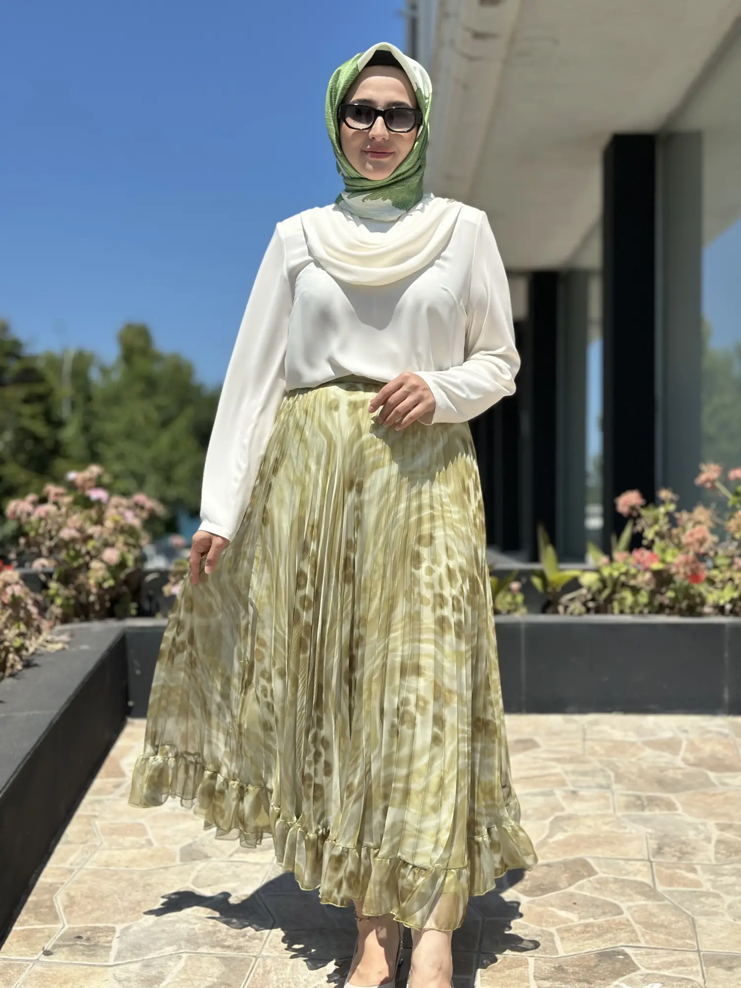 Kahma Şifon Pliseli Etek