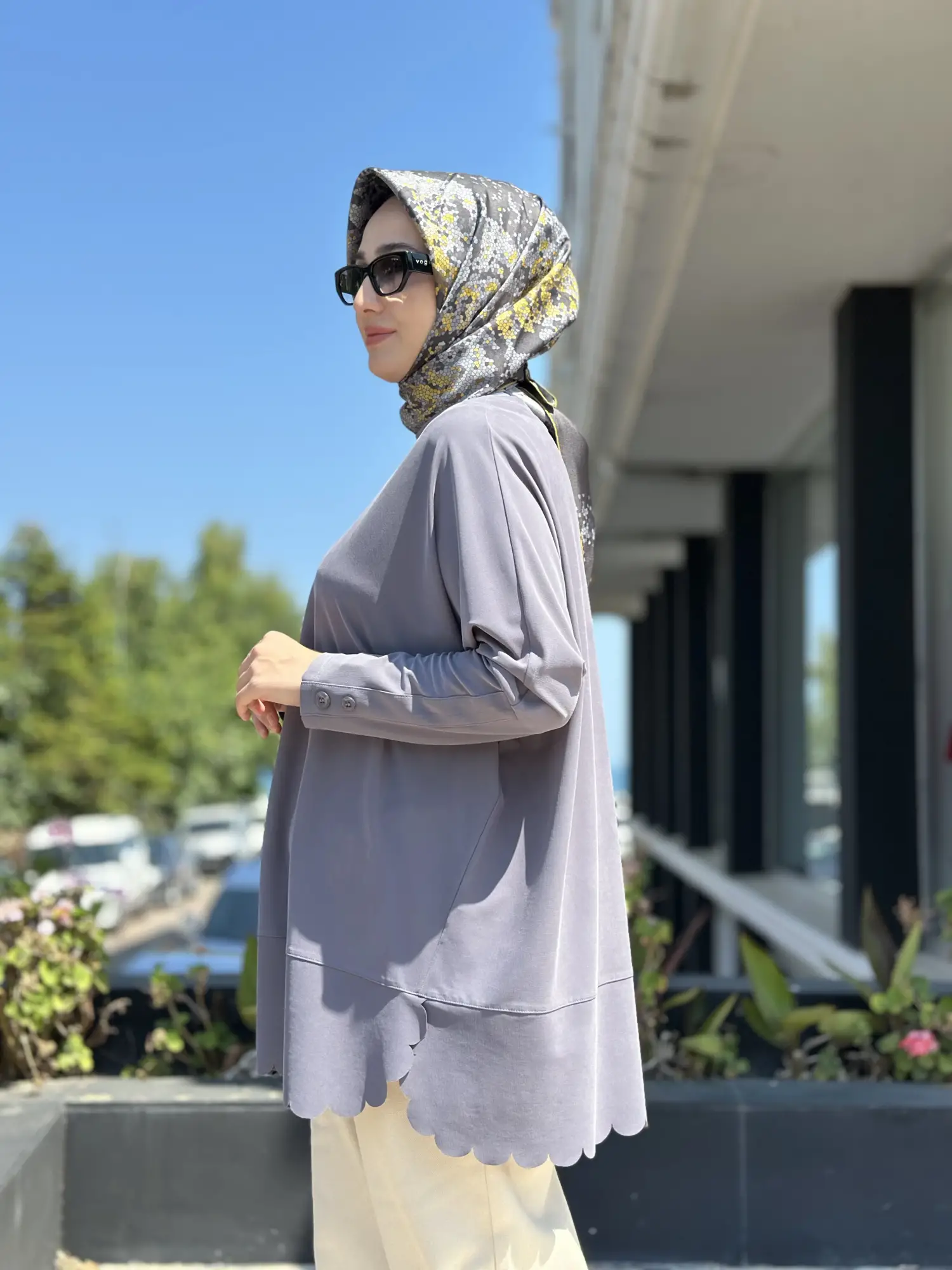 Tığ Triko Kolları Düğme Detaylı Oversize Tunik TNK4103