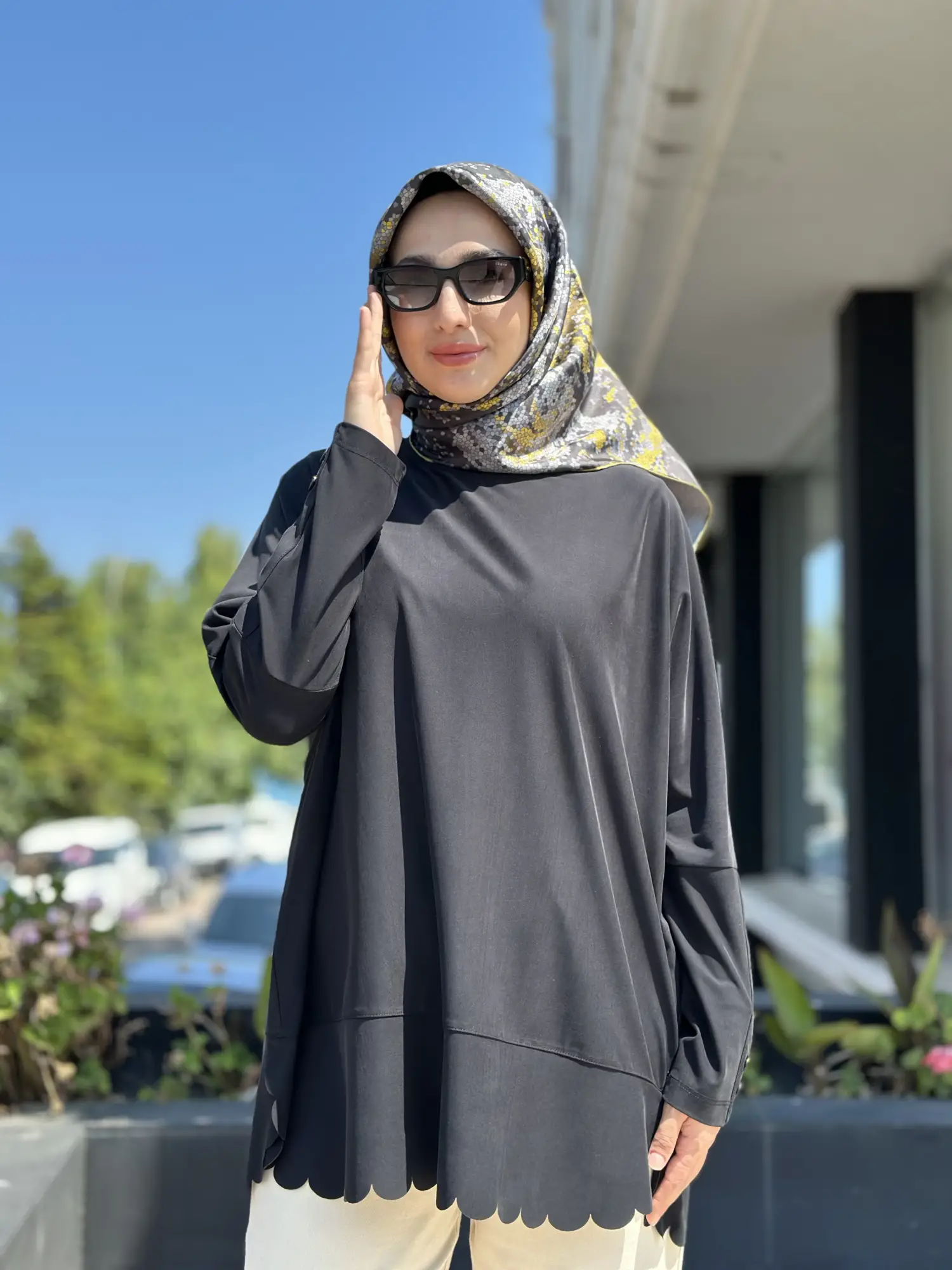 Tığ Triko Kolları Düğme Detaylı Oversize Tunik TNK4103