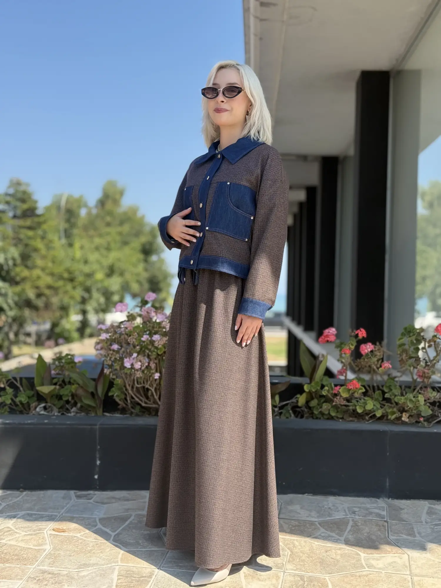 Kayra Denim Garnili Ekose Desen Ceket KA13008