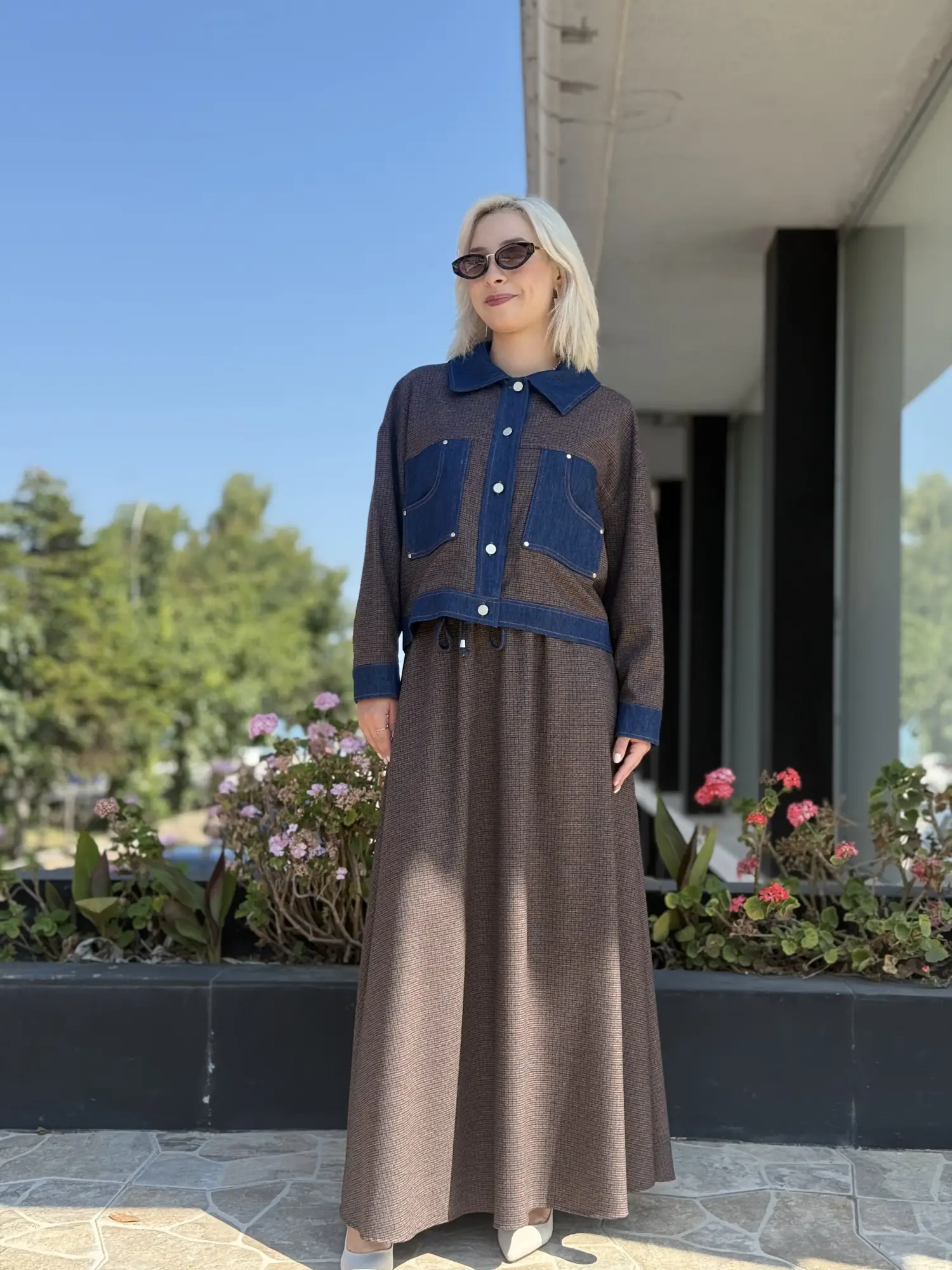 Kayra Denim Garnili Ekose Desen Ceket KA13008